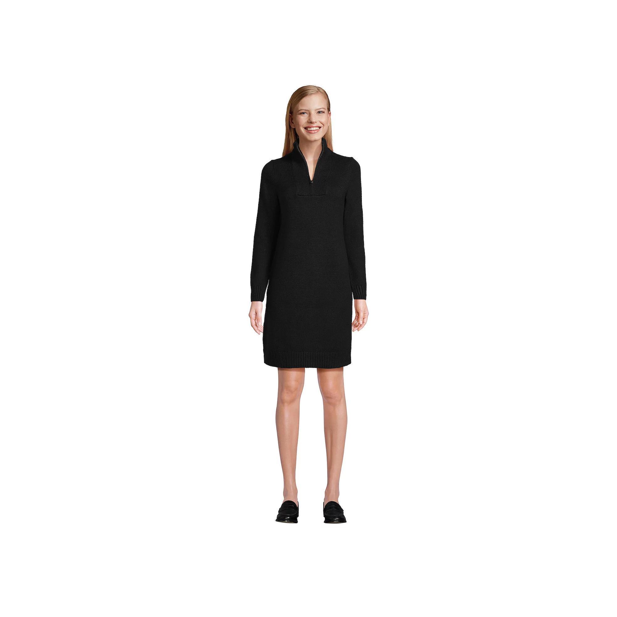 Womens Lands End Cozy Lofty Quarter Zip Sweater Dress Product Image