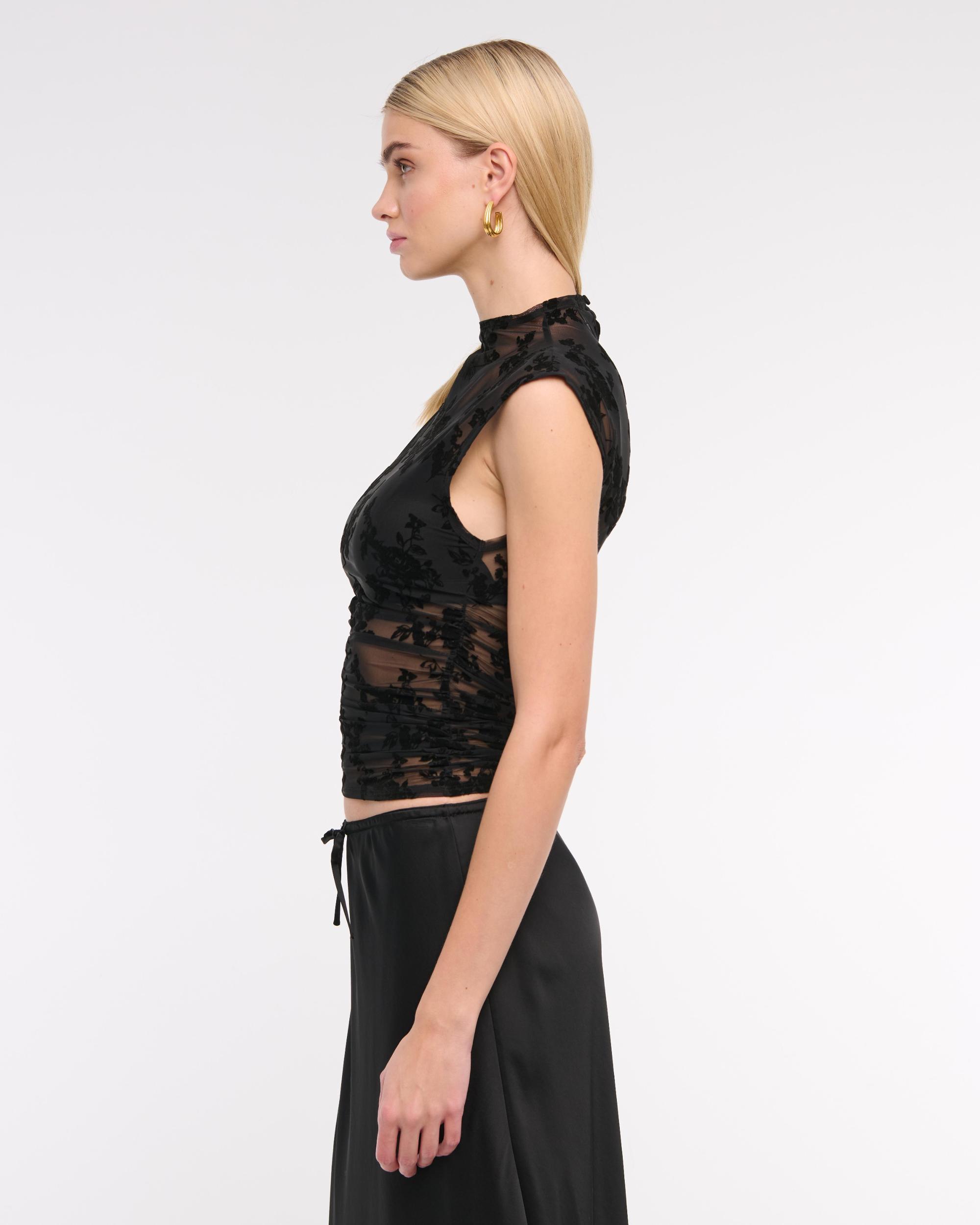 Long-Sleeve Grown-On Mockneck Top Product Image