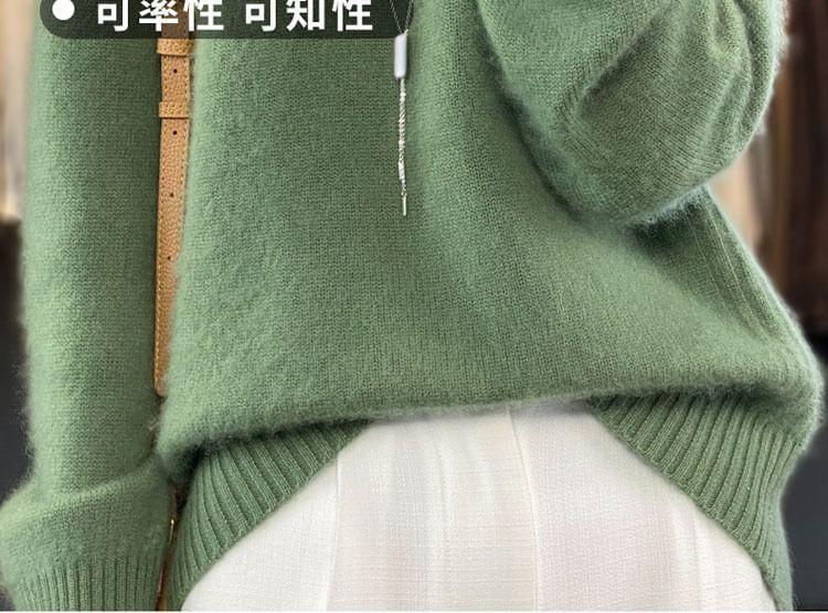 Turtleneck Plain Sweater Product Image