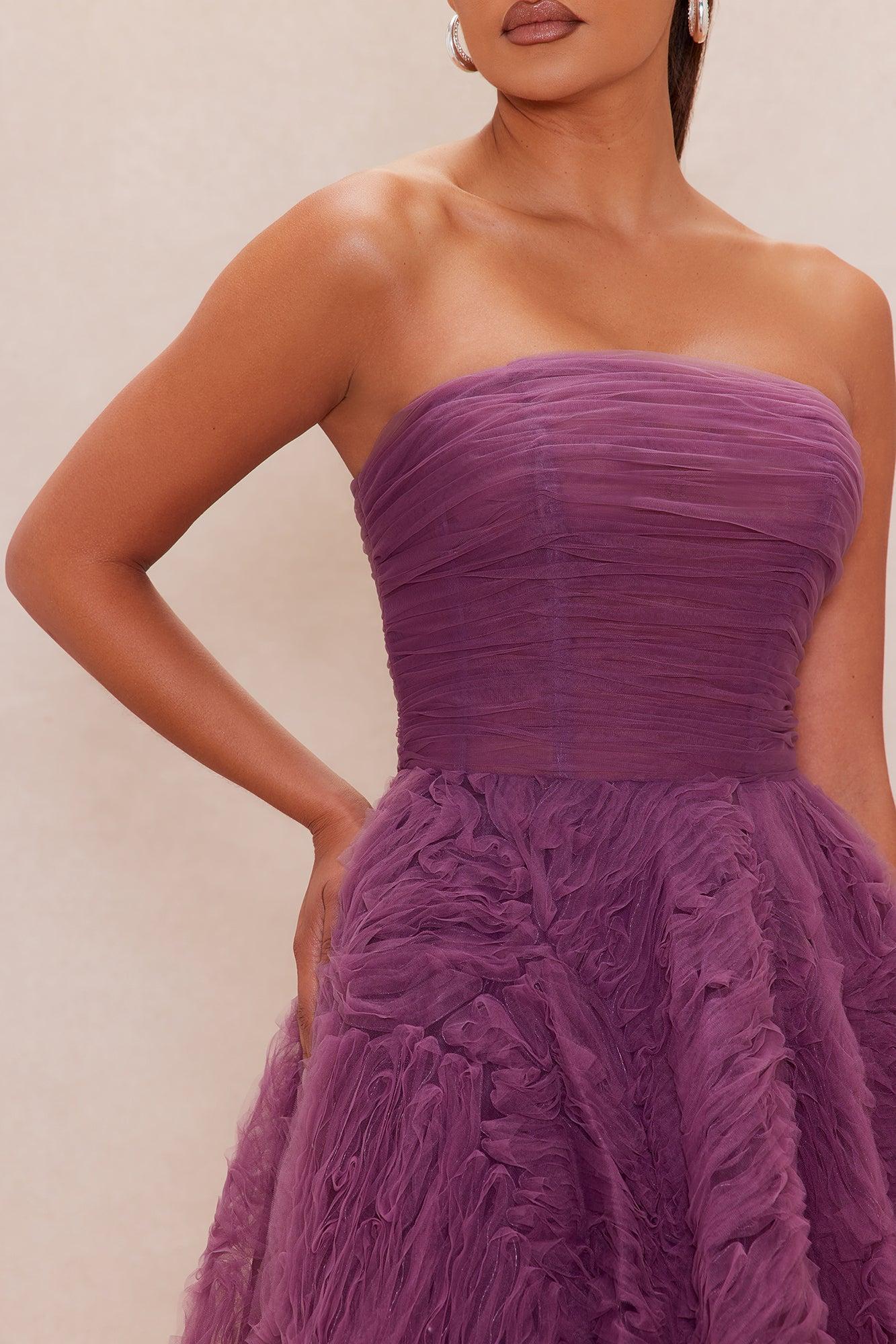 Charlie Strapless Tulle Gown - Purple Product Image