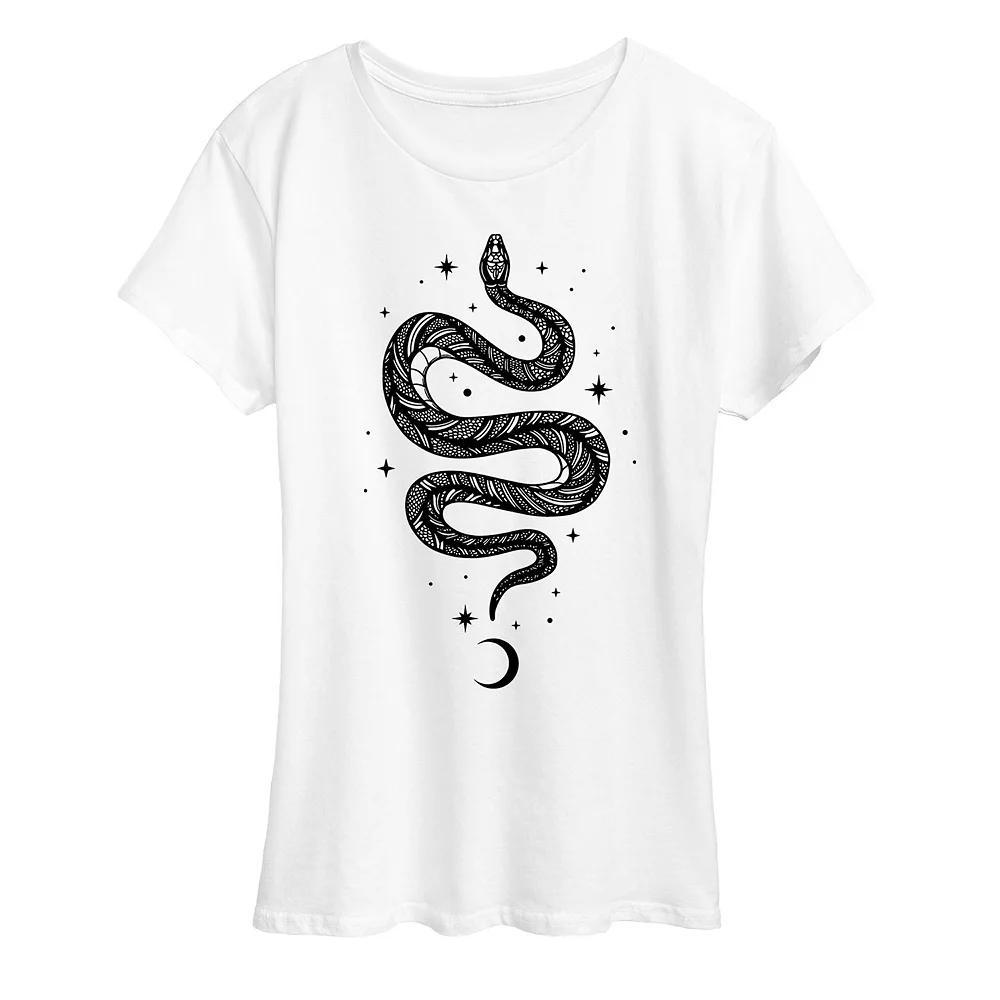Womens Celestial Snake Graphic Tee Grey Gray Product Image