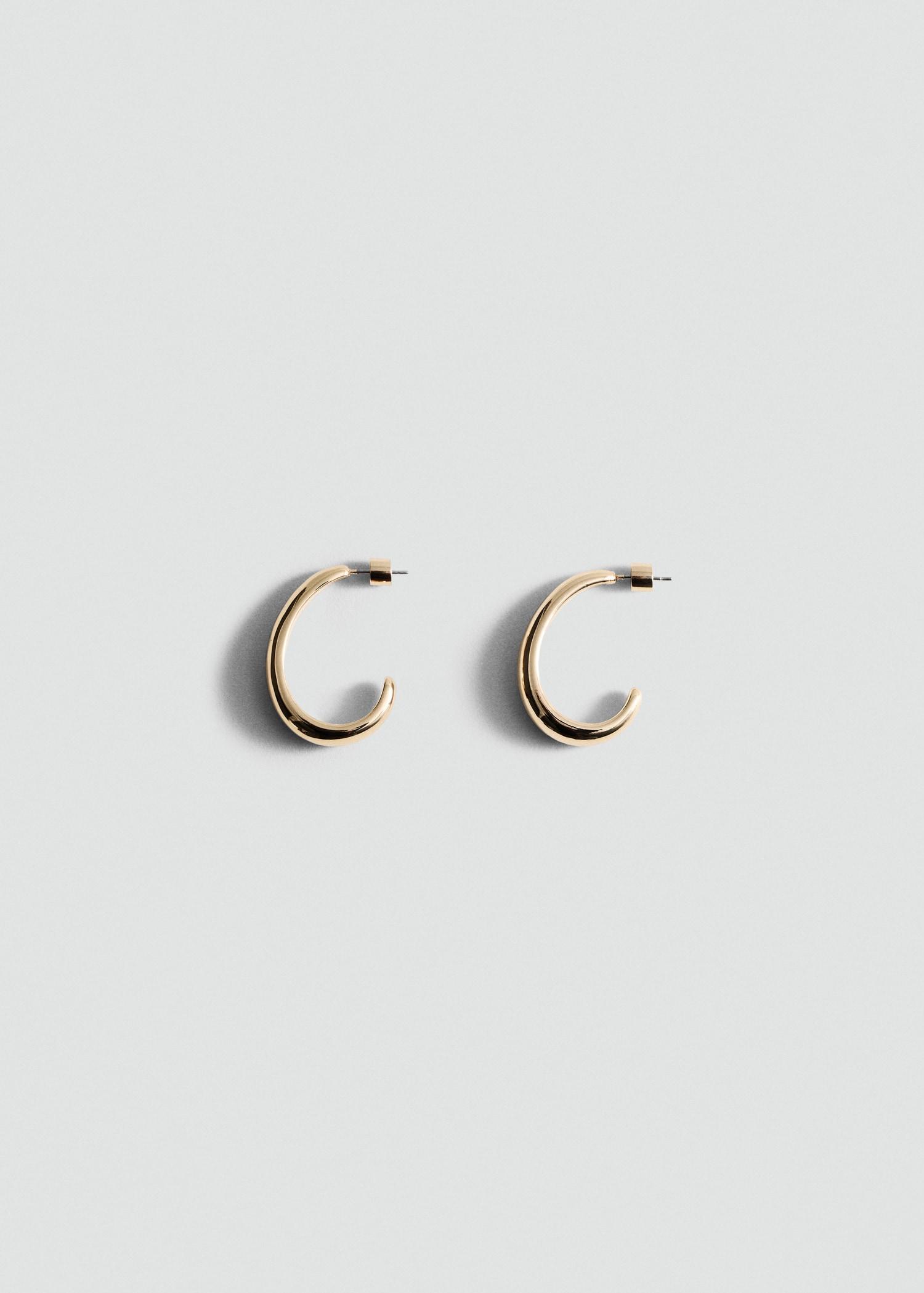 Thin oval hoop earrings - Women | MANGO USA Product Image