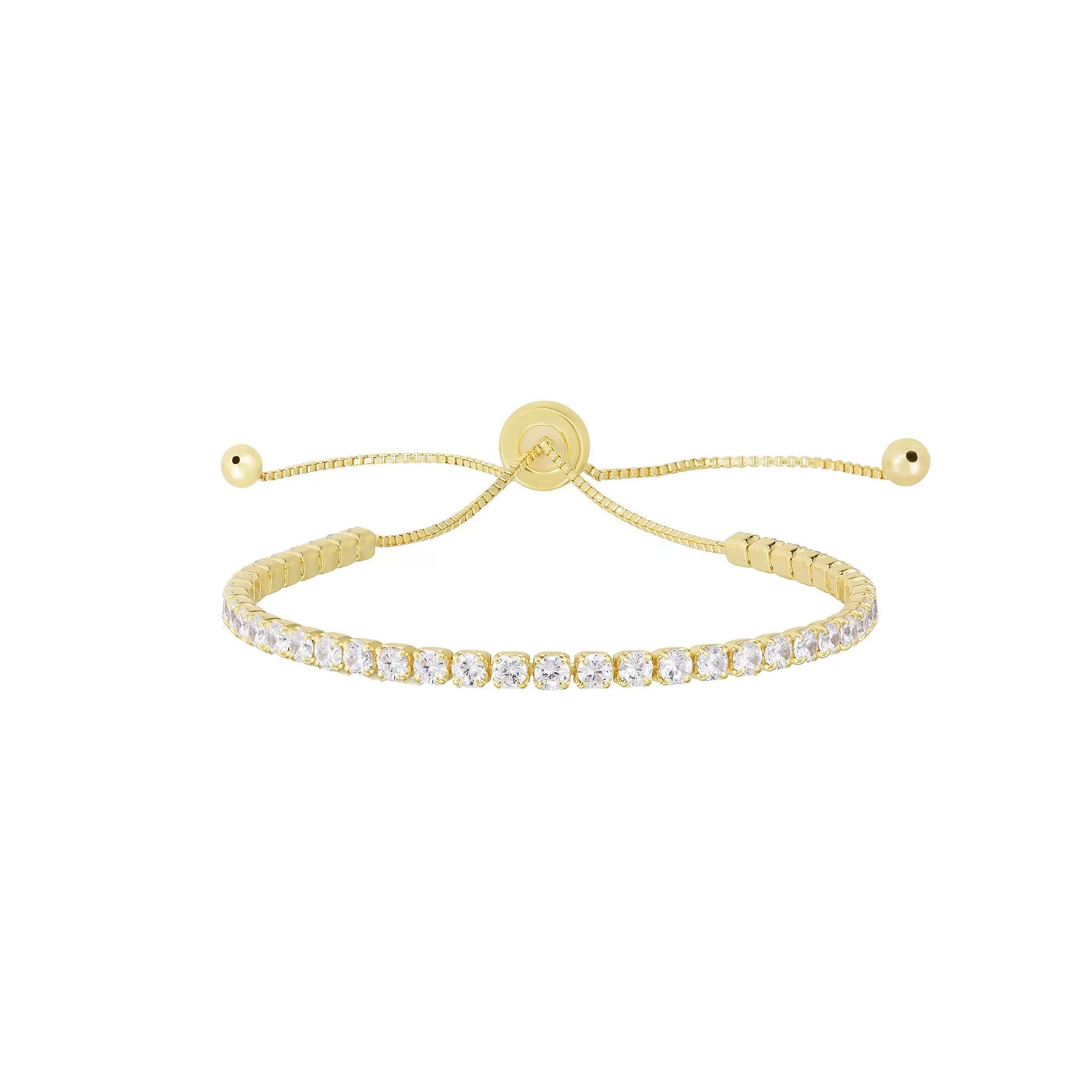 Sunkissed Sterling Cubic Zirconia Adjustable Tennis Bracelet, Women's, Gold Tone Product Image
