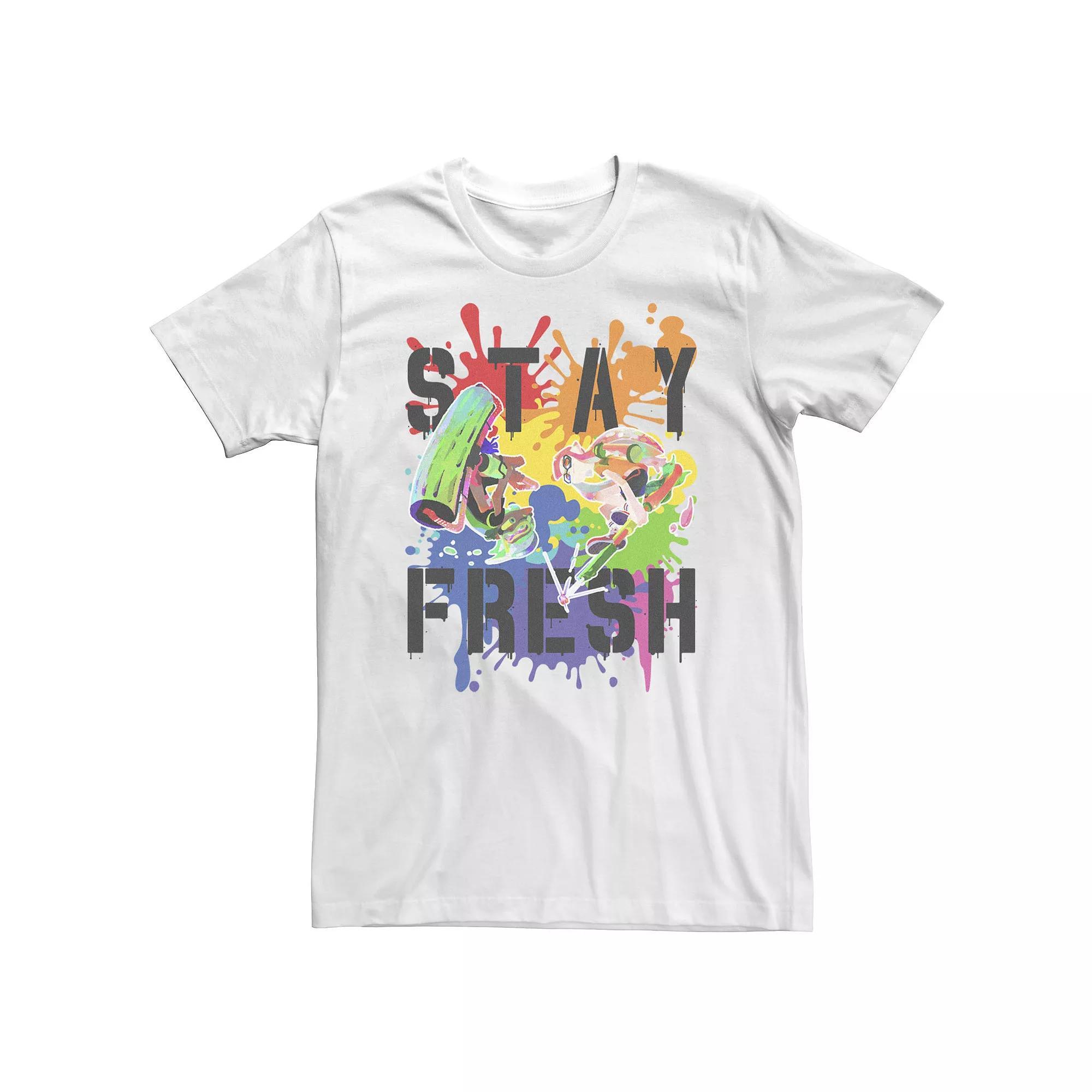 Big & Tall Splatoon Pride Stay Fresh Rainbow Paint Splat Tee, Men's, Size: 5XL, White Product Image
