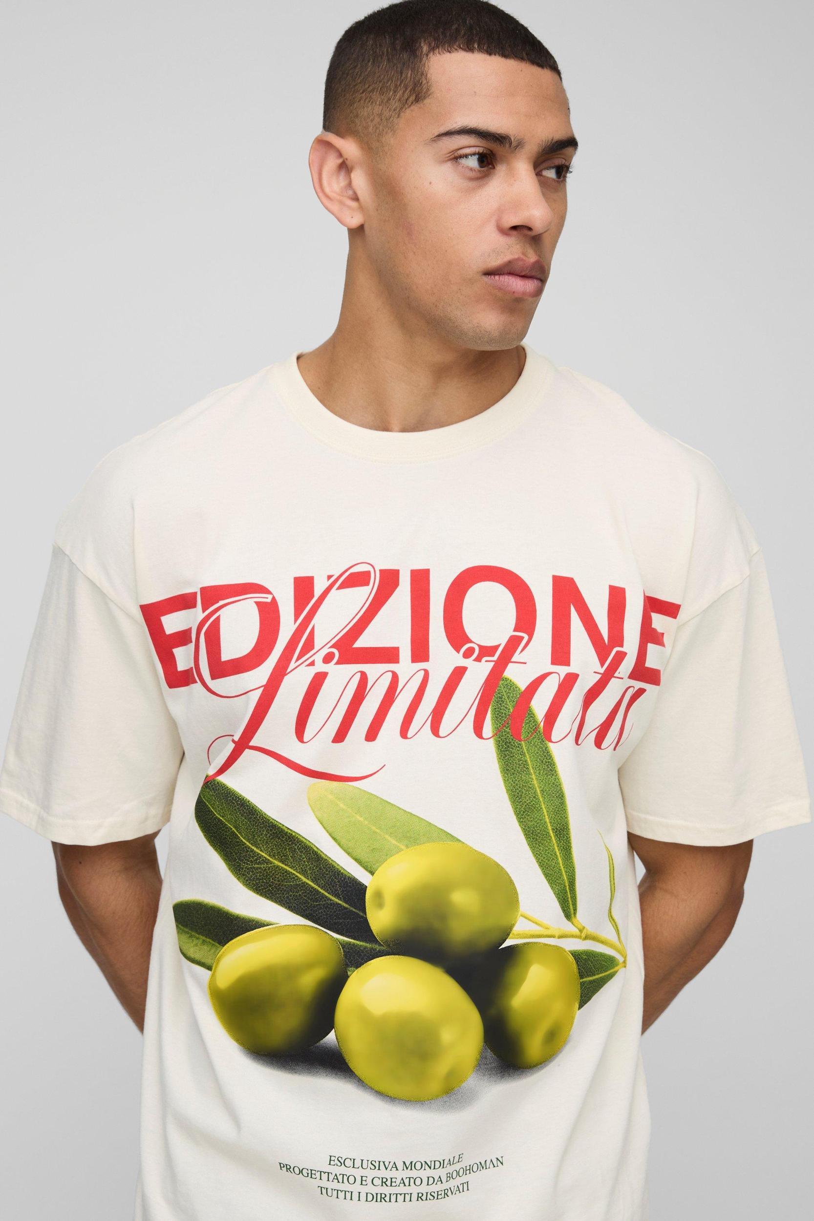 Oversized Olive Print T-Shirt | boohooMAN USA Product Image