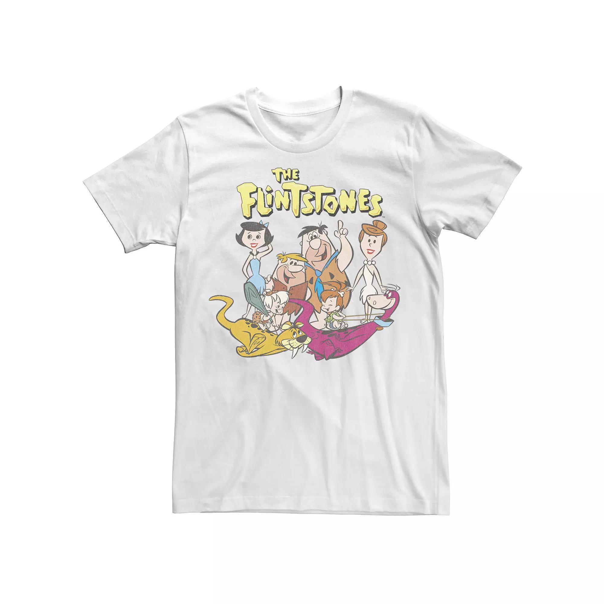 Men's The Flintstone Family Portrait Logo Tee, Size: Medium, White Product Image