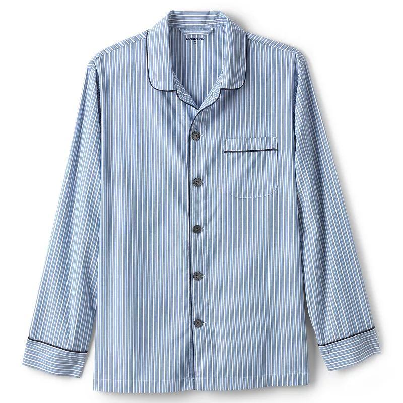 Men's Lands' End Broadcloth Pajama Sleep Shirt, Size: Medium, Deep  Blue Product Image