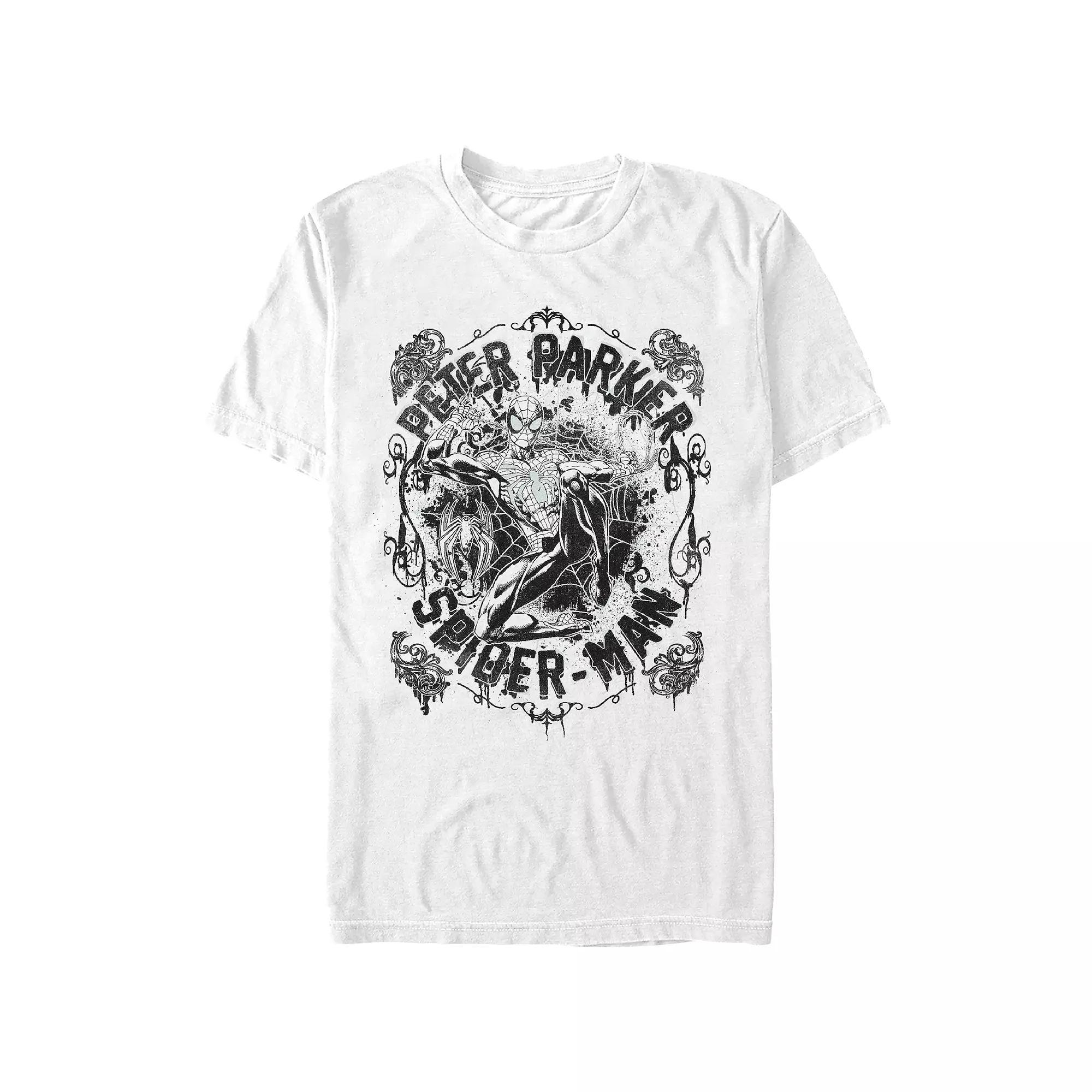 Men's Spider-Man Peter Parker Spidey Portrait Graphic Tee, Size: Small, White Product Image