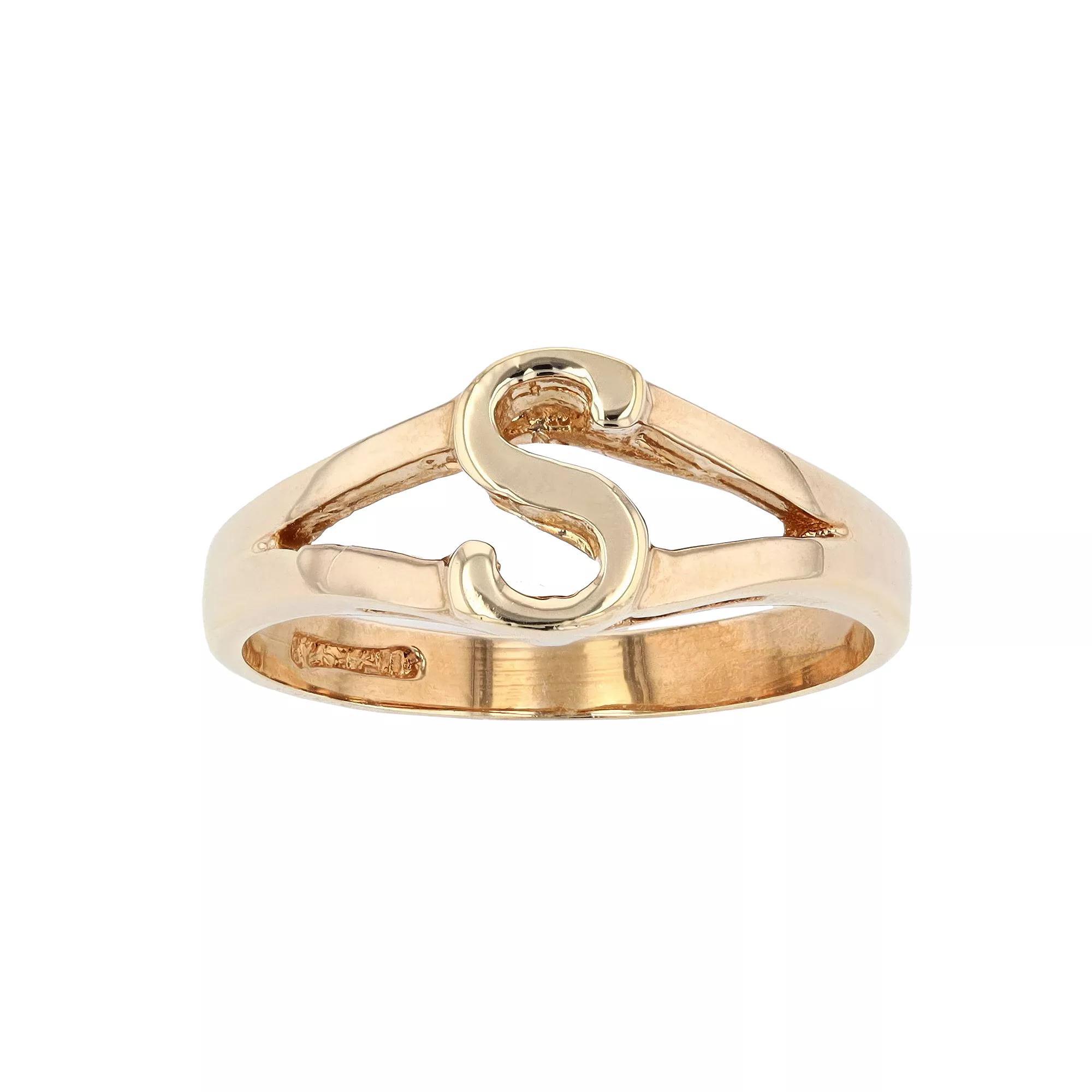 Traditions Jewelry Company 18k Gold Over Silver Script Initial Ring, Women's, Size: 7 Product Image