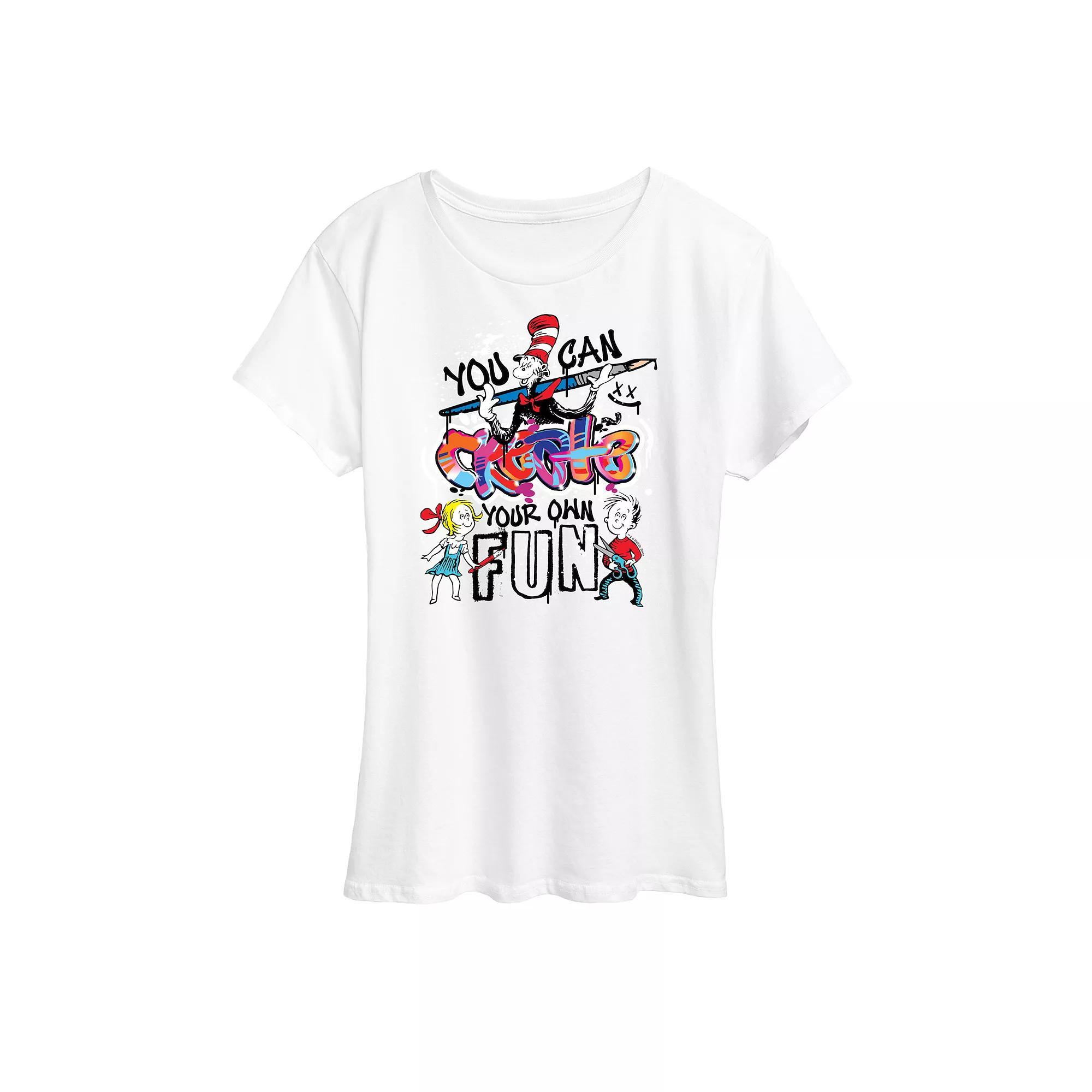 Womens Dr. Seuss Create Your Own Fun Graphic Tee Grey Gray Product Image