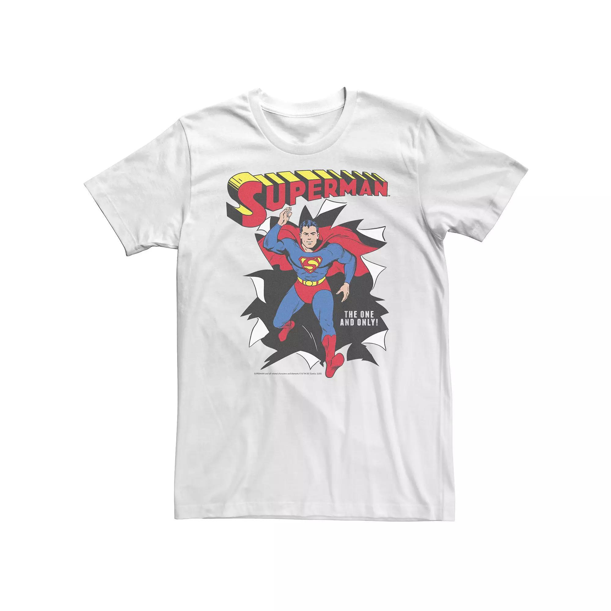 Big & Tall DC Comics Superman Through Wall Poster Tee, Men's, Size: 5XL, White Product Image