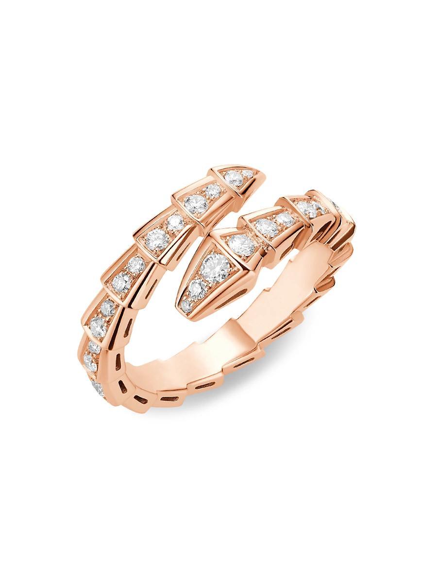 Womens Serpenti Viper 18K Rose Gold & Pav Diamond Ring Product Image