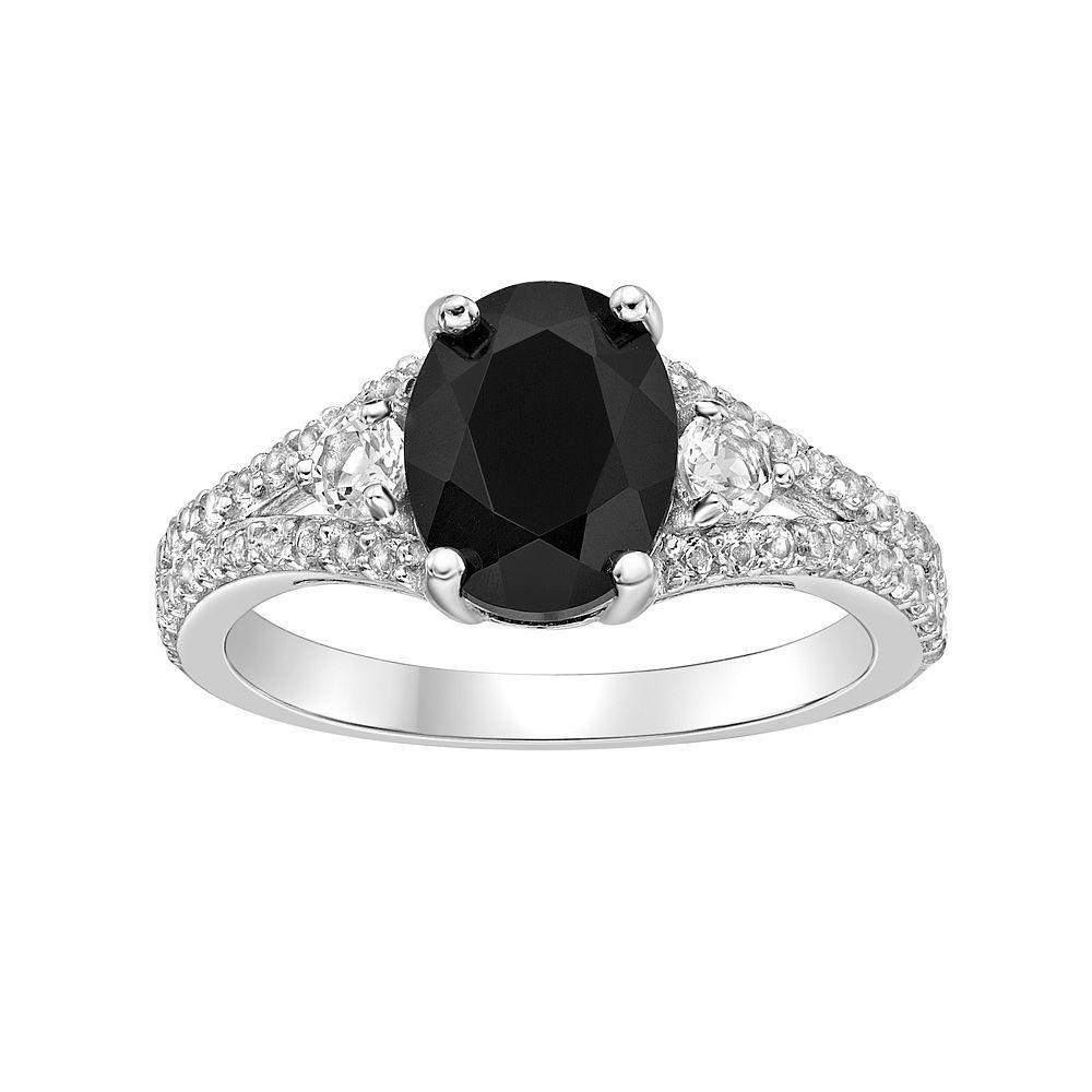 Gemminded Sterling Silver Black Onyx Oval Ring, Women's, Size: 9 Product Image