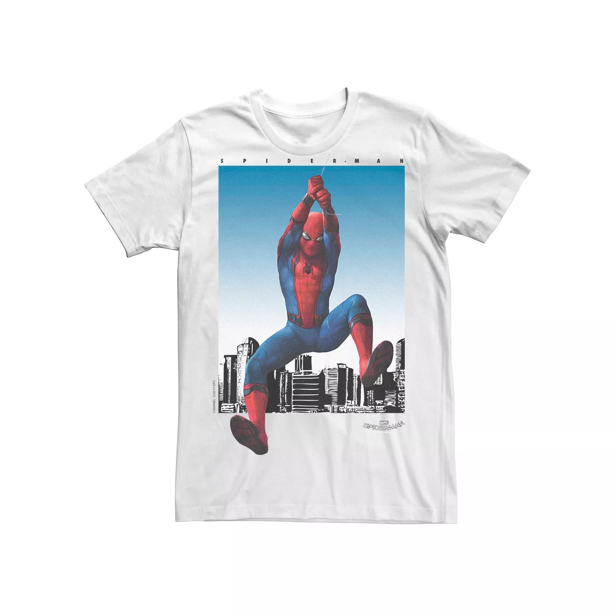 Mens Marvel Spider-Man Homecoming Web Swing Poster Tee Product Image