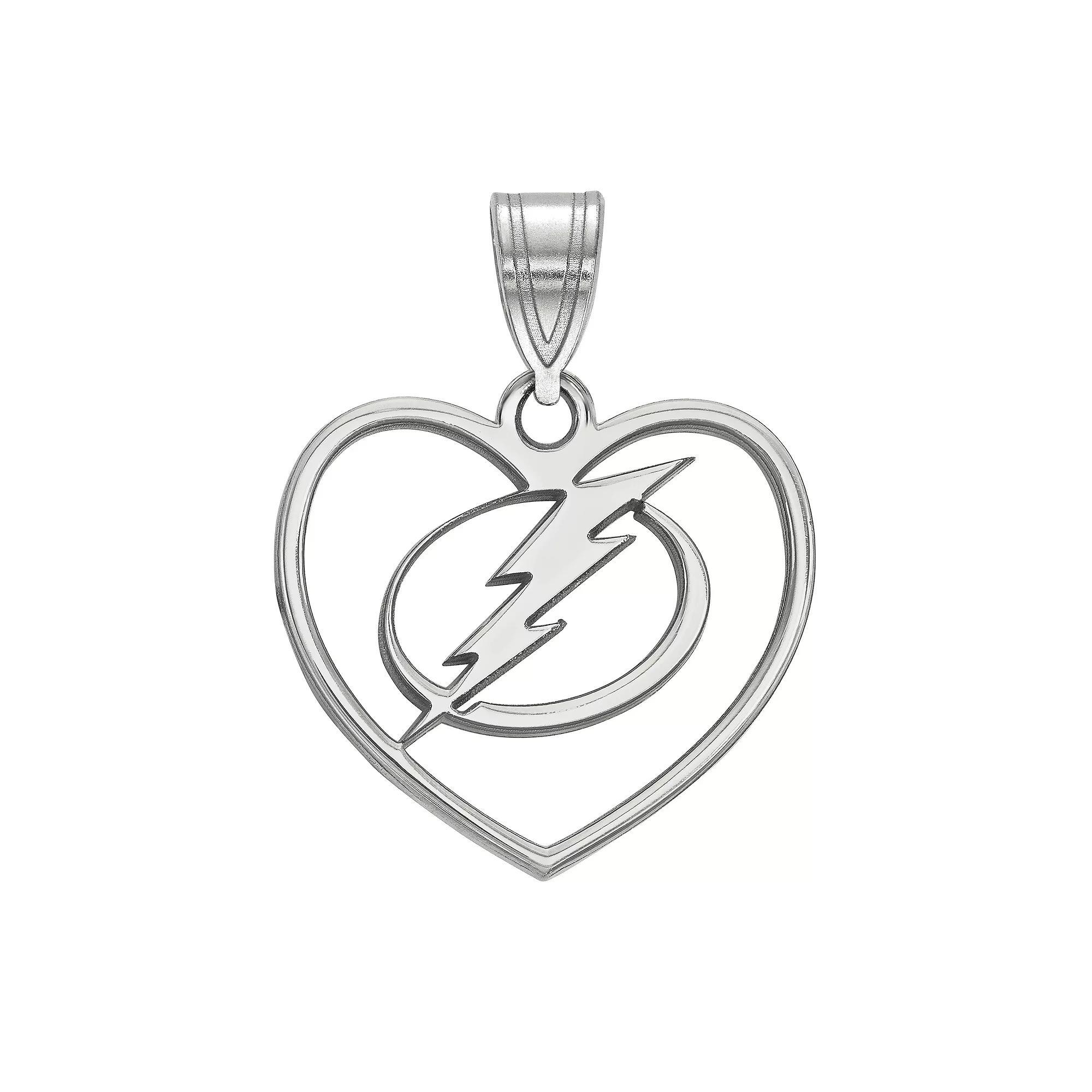 LogoArt Sterling Silver Tampa Bay Lightning Heart Pendant, Women's, Gold Over Sterling Product Image