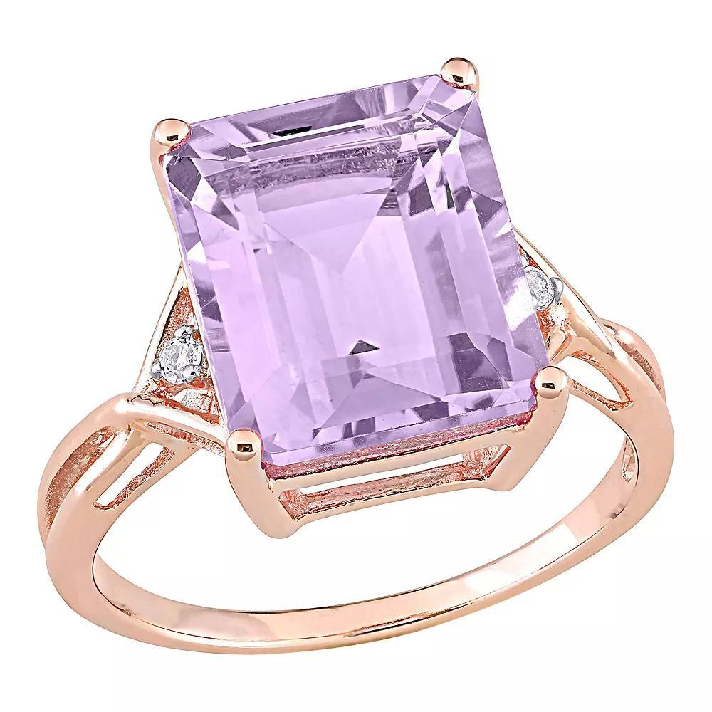 Stella Grace 18k Rose Gold Over Silver Rose de France Amethyst & White Topaz Cocktail Ring, Women's, Pink Tone Product Image