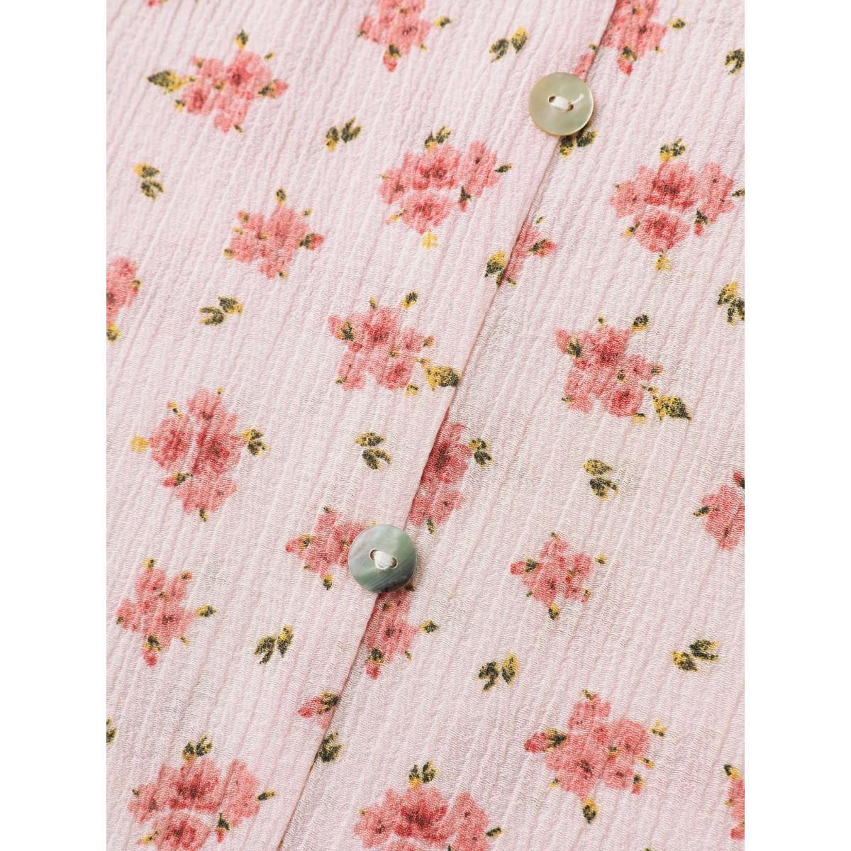 Plus Size Lightpink Blushing Floral Print Button Detail Blouse Women Short sleeve Round Neck Everyday-Elegant Blouses BloomChic 10/M Product Image