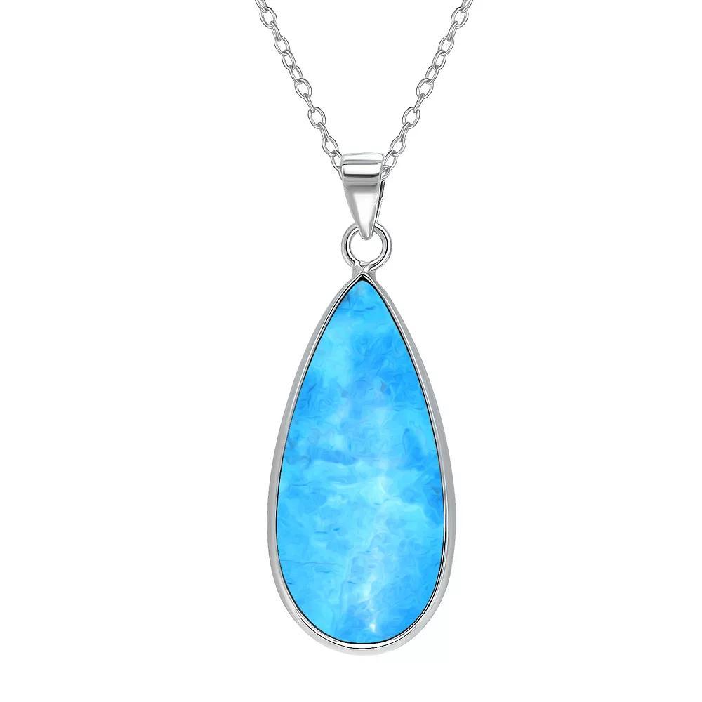 Aleure Precioso Sterling Silver Pear Shaped Gemstone Drop Pendant Necklace, Women's, Size: 18", Light Blue Product Image