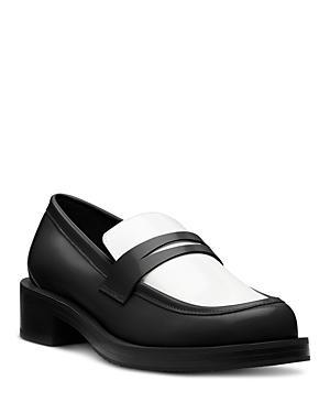 Womens Palmer 40MM Brushed Leather Stacked Heel Loafers Product Image