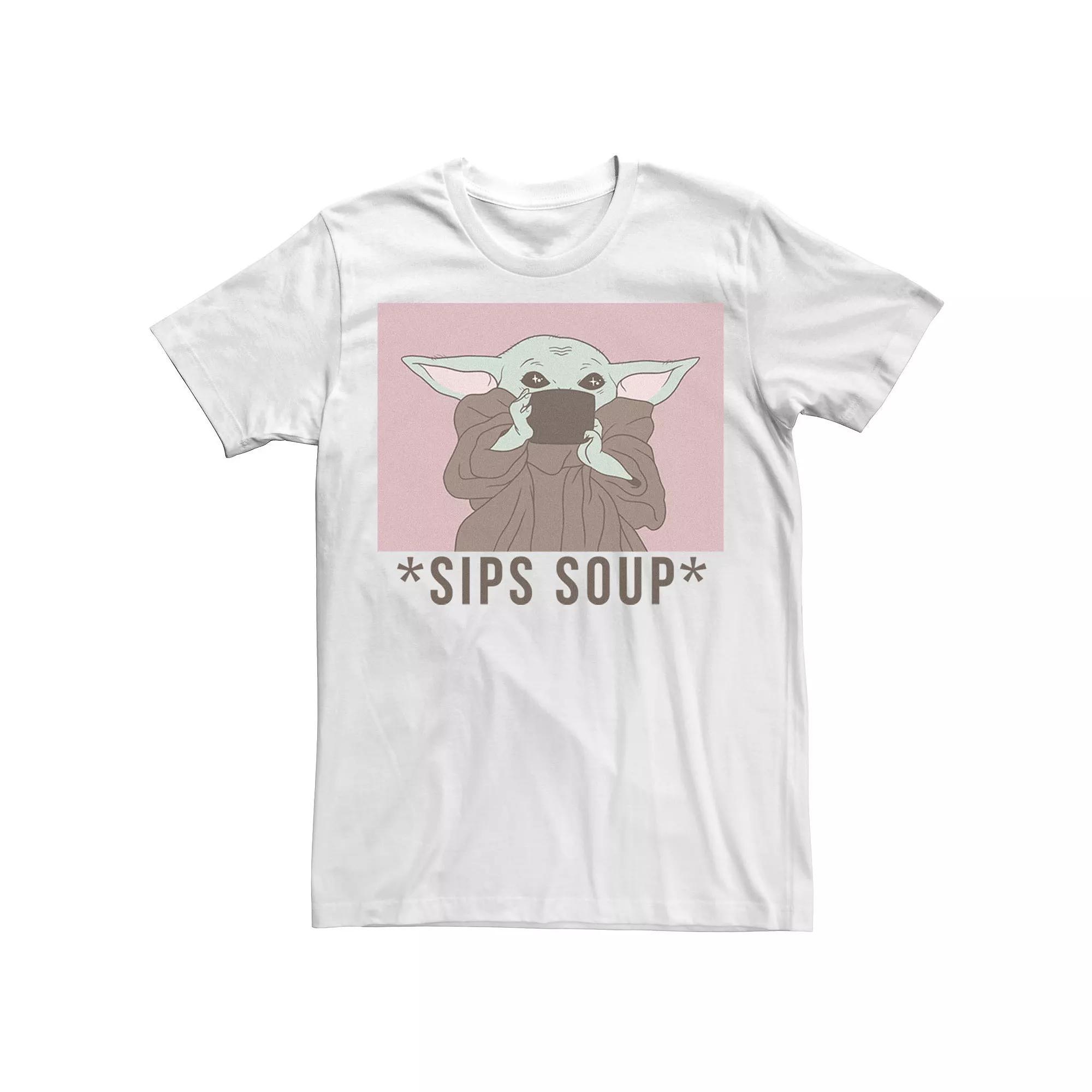 Men's Star Wars The Mandalorian The Child Sips Soup Portrait Tee, Size: XXL, White Product Image