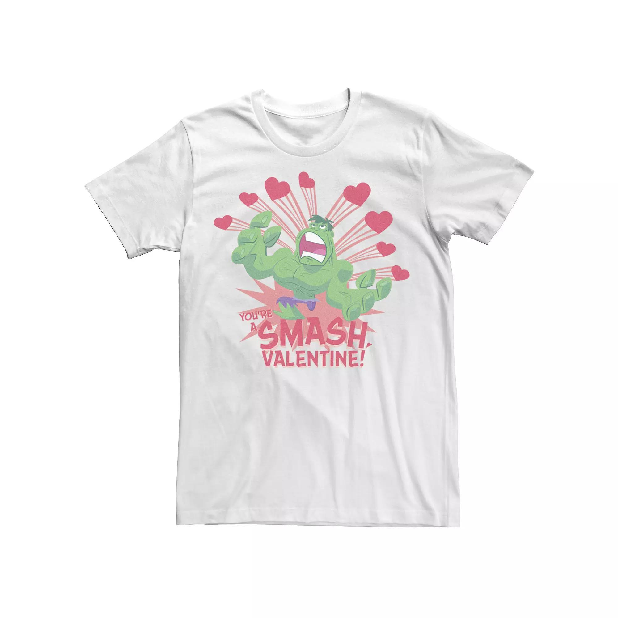 Men's Marvel Hulk You're A Smash Valentine Text Tee, Size: Small, White Product Image