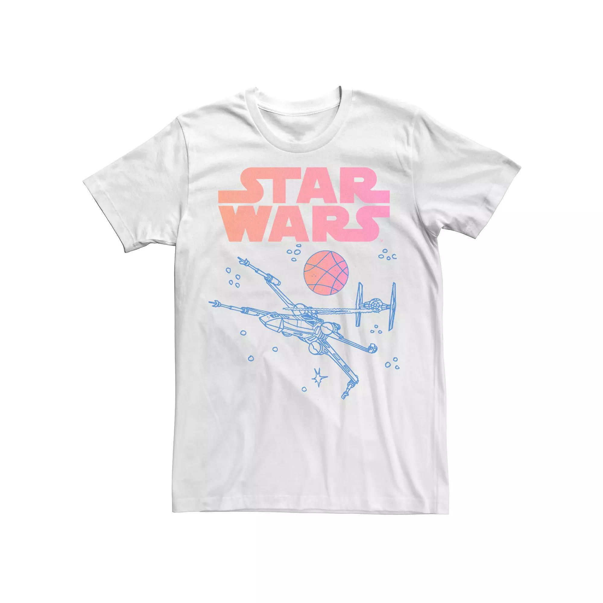 Men's Star Wars X-Wing Ombre Logo Poster Tee, Size: Small, White Product Image