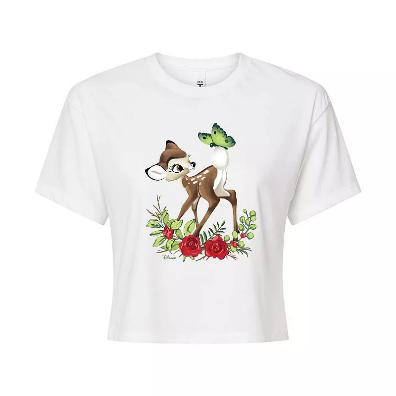 Disney's Bambi Women's Butterfly Cropped Tee, Girl's, Size: Large, Gray Product Image