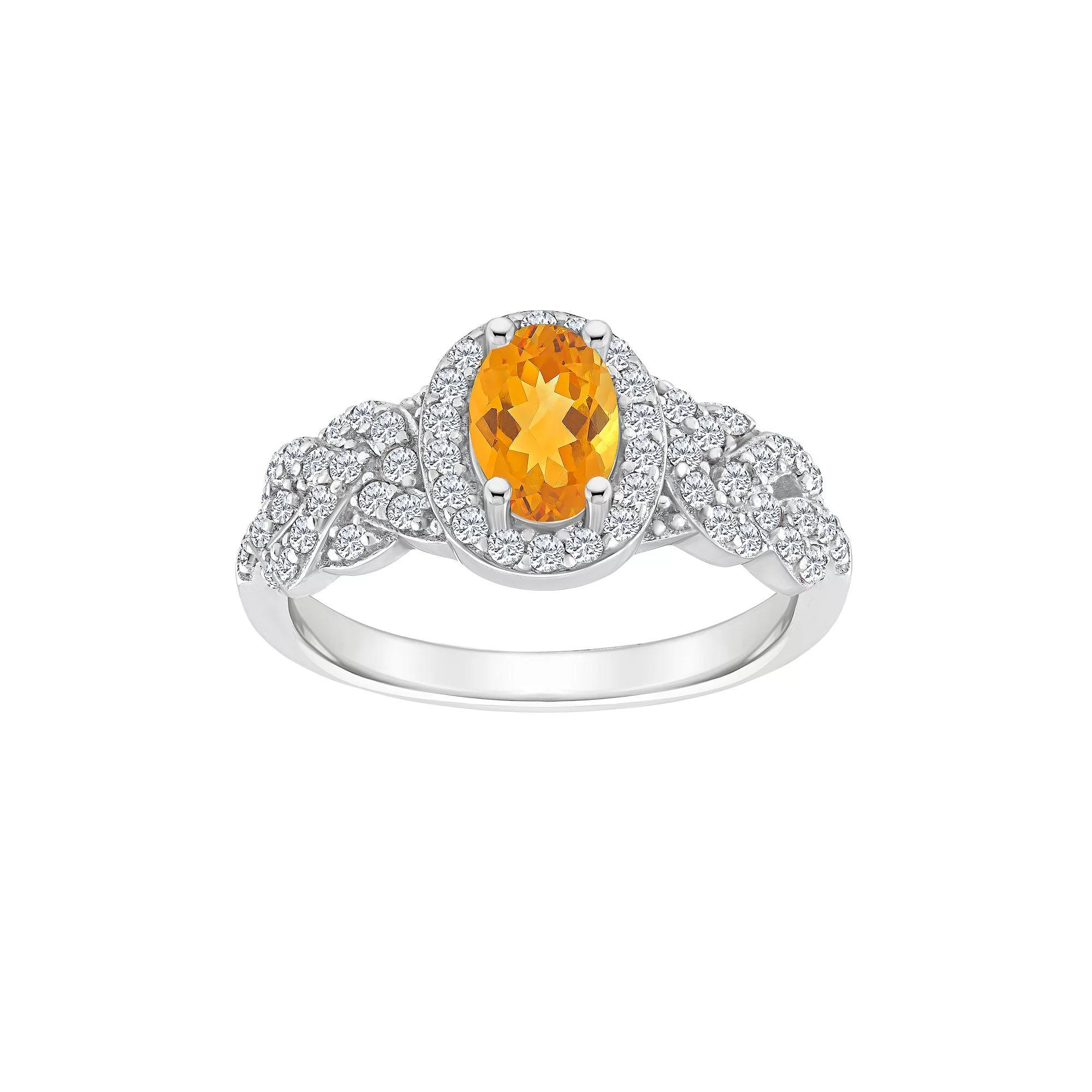 Celebration Gems Sterling Silver Citrine & White Topaz Accent Ring, Women's, Size: 8 Product Image