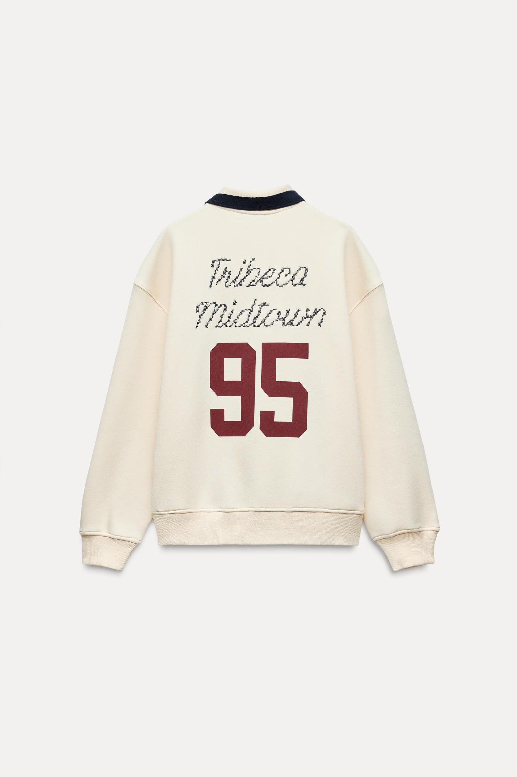 TEXT DETAIL POLO COLLAR SWEATSHIRT Product Image