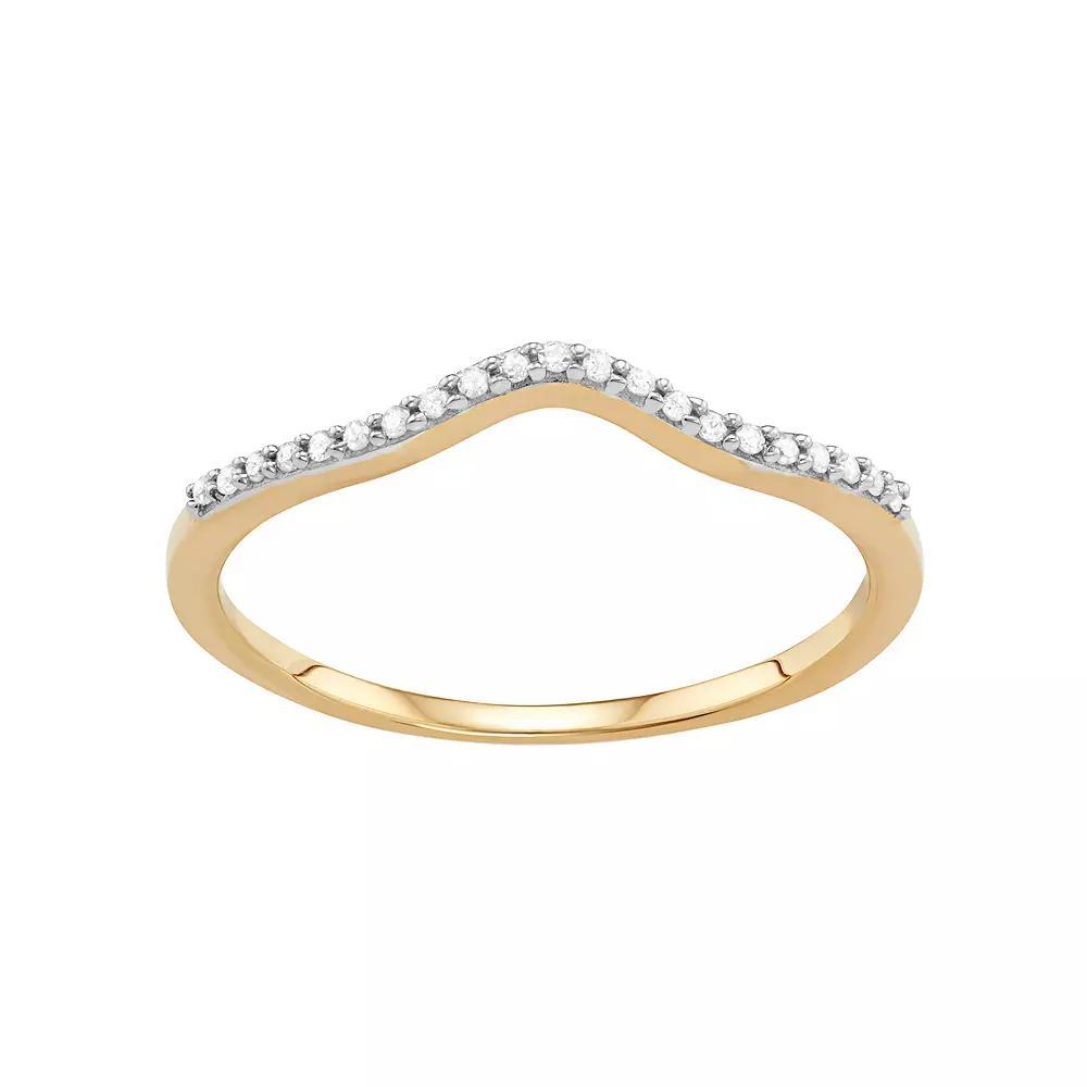 Jewelexcess Sterling Silver Diamond Accent V Ring, Women's, Size: 6, Gold Tone Product Image
