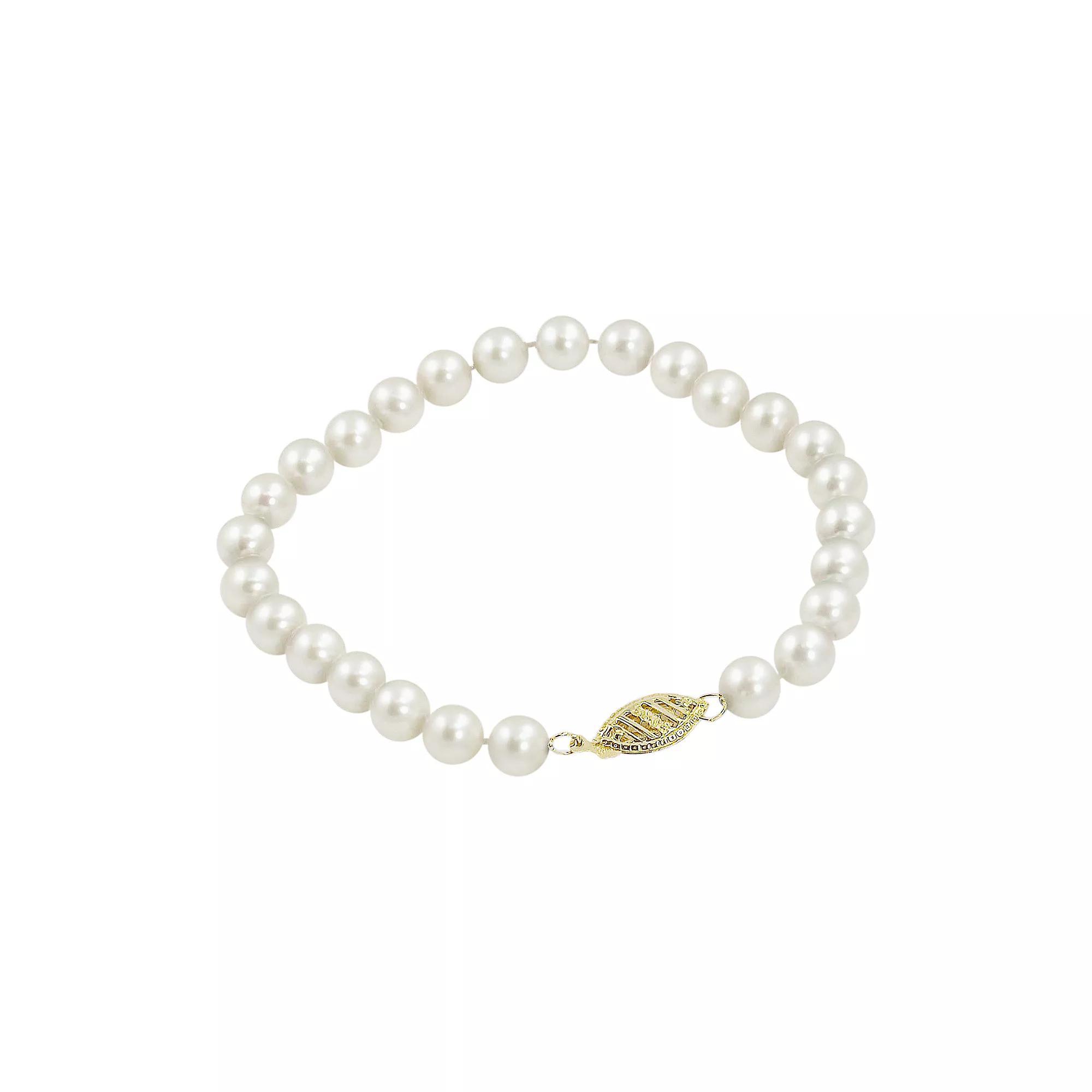 PearLustre by Imperial 10k Gold Freshwater Cultured Pearl Bracelet - 7.5-in., Womens White Product Image