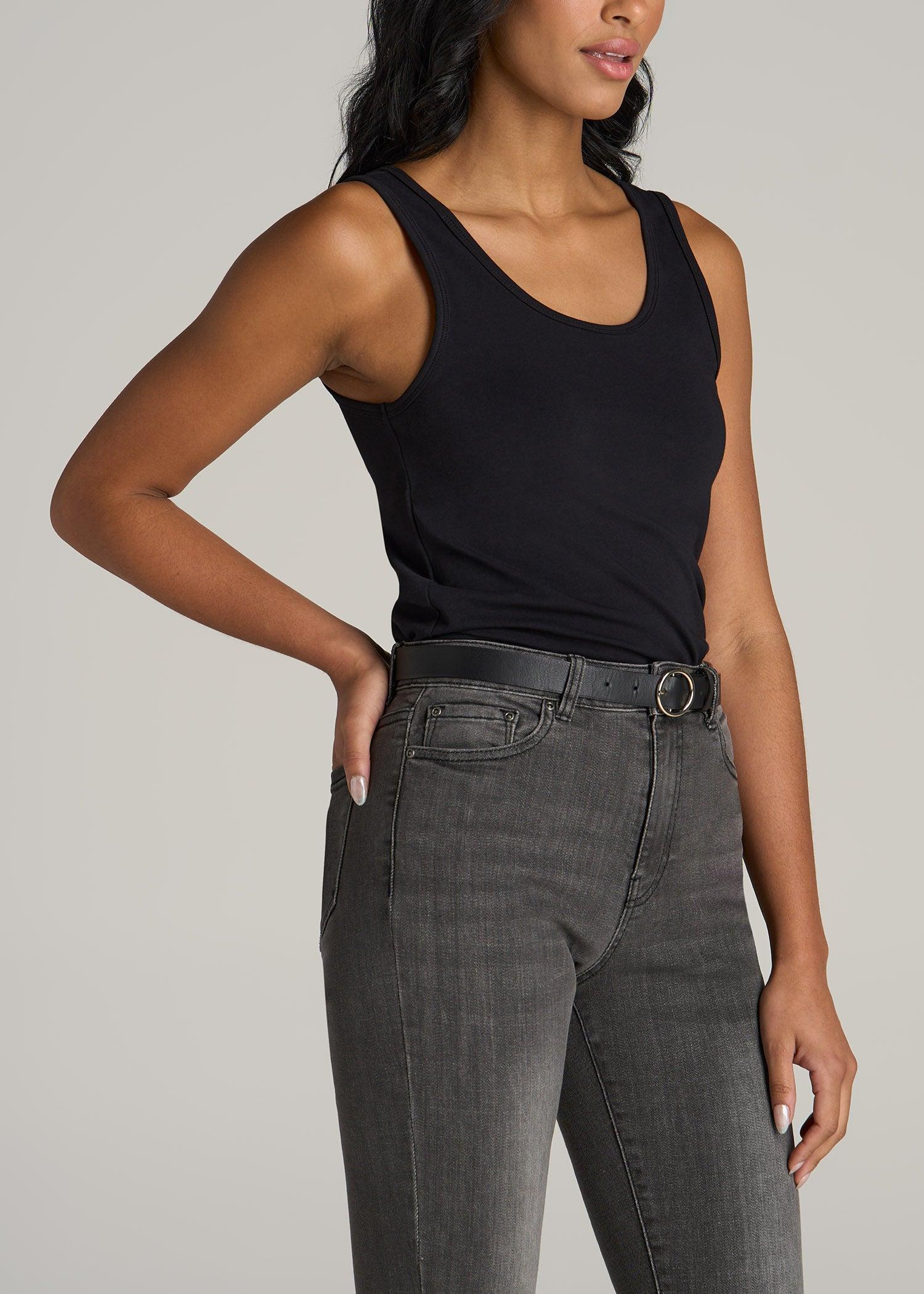 Slim Fit Jersey Tank Top for Tall Women in Black Product Image