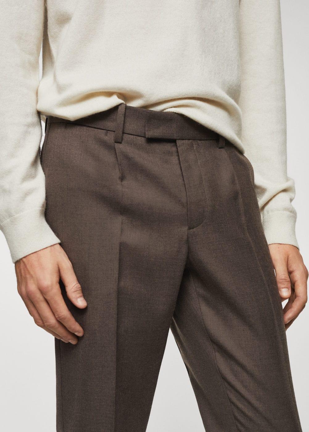 Mango Mens Slim-Fit Cotton Pleated Pants Product Image