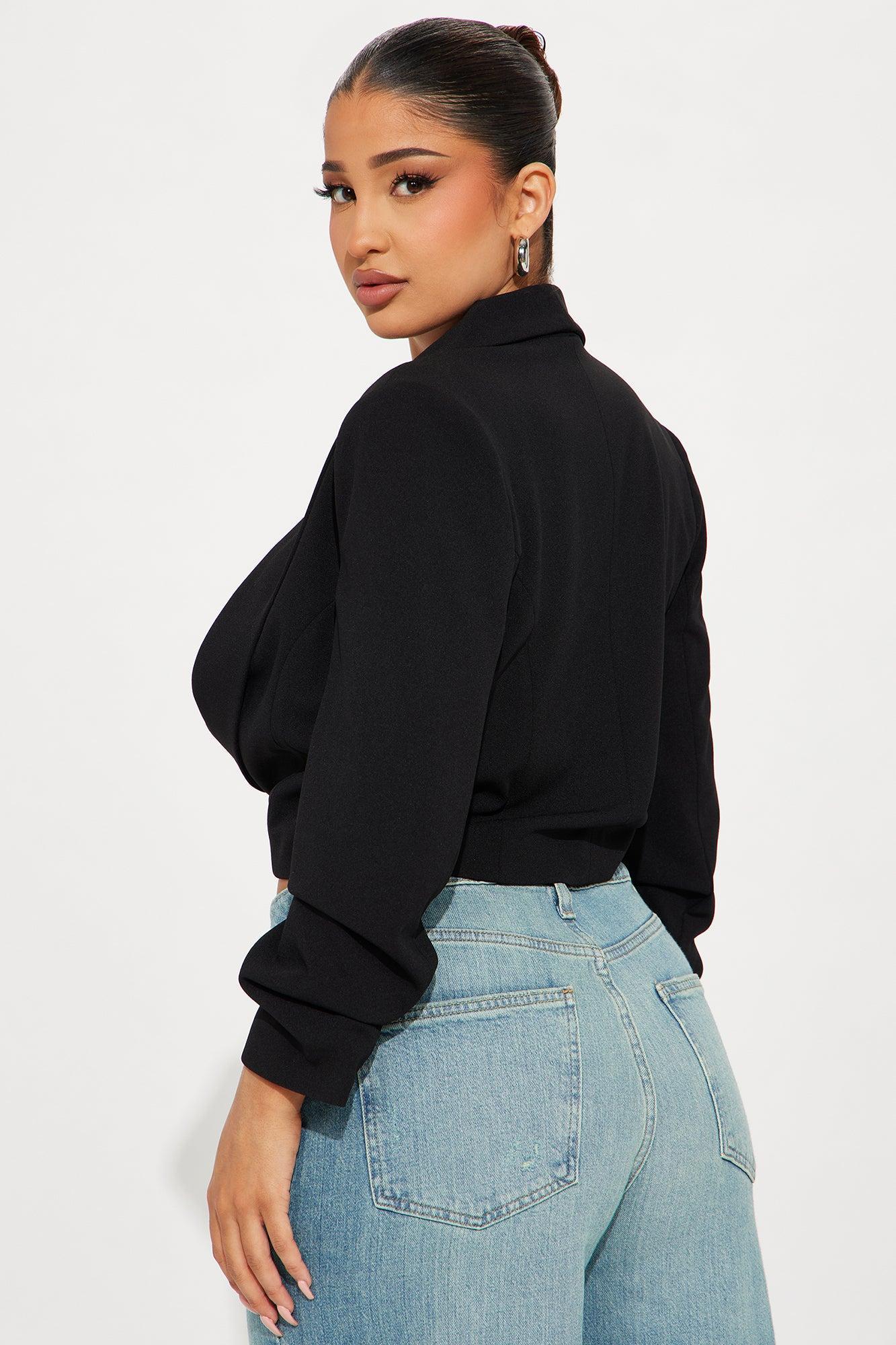 Taking Care Of Business Cropped Blazer - Black Product Image