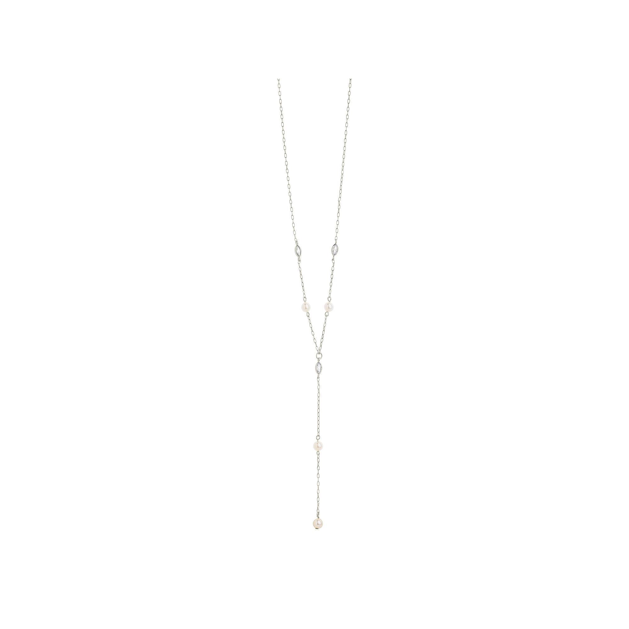 MC Collective Cubic Zirconia & Freshwater Cultured Pearl Tyra Lariat Necklace, Women's, Silver Tone Product Image