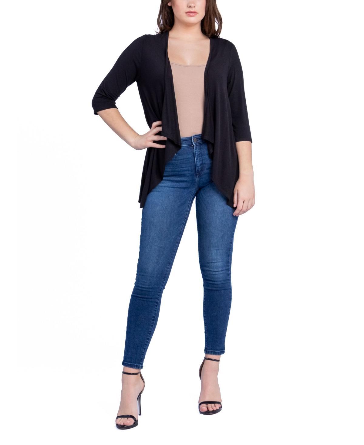 24seven Comfort Apparel Womens Open Front Elbow Length Sleeve Cardigan Sweater Product Image