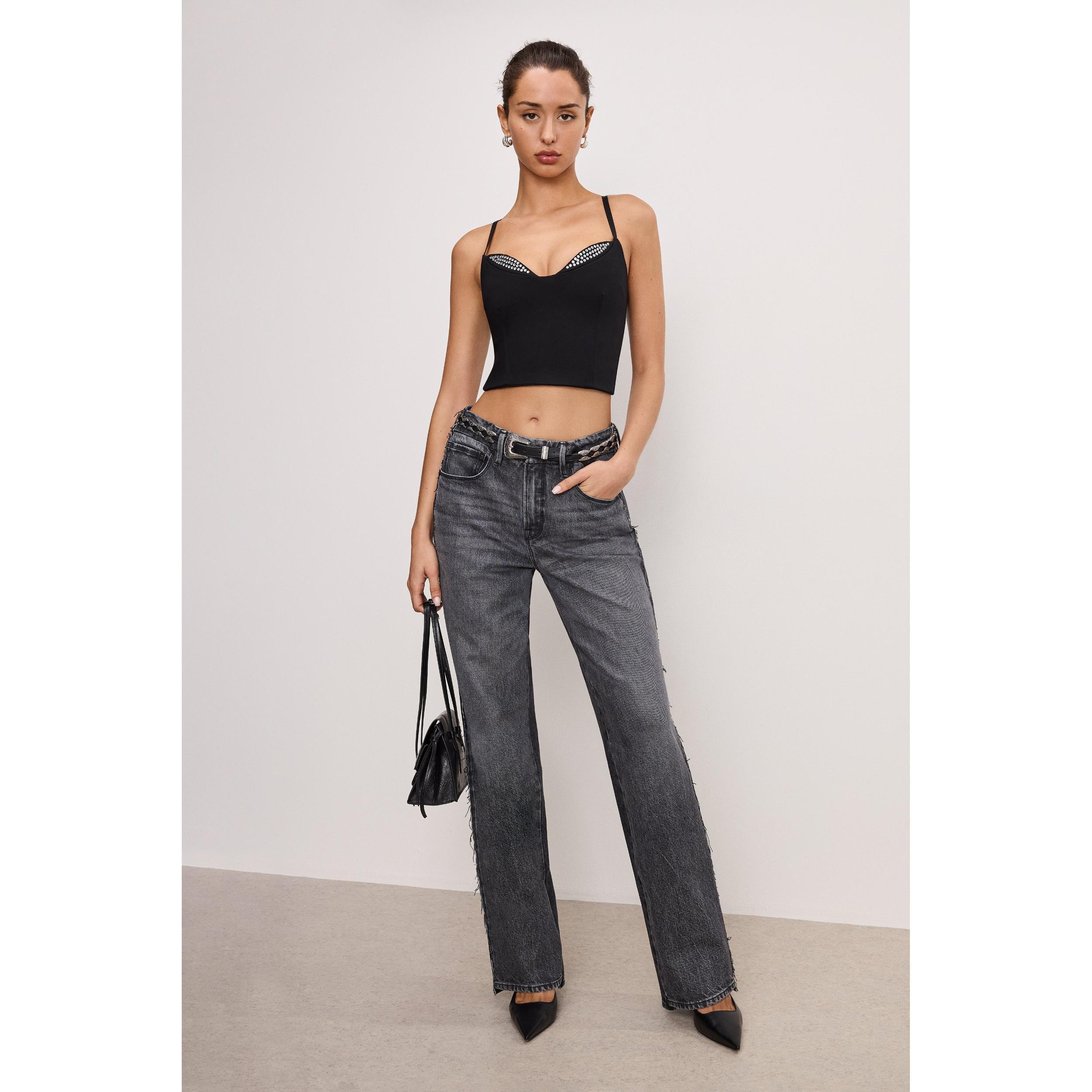 Womens Ponte Embellished Top | | Good American by Khlo Kardashian Product Image