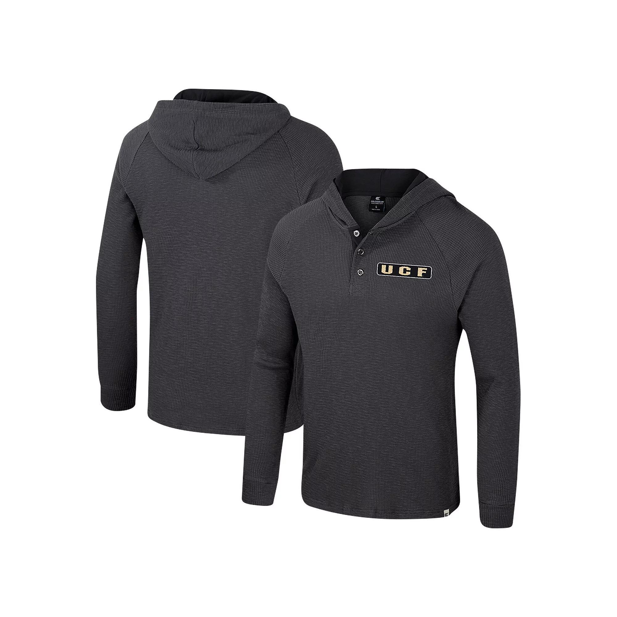 Men's Colosseum  Charcoal UCF Knights Dujour Ralgan Long Sleeve Henley Hoodie T-Shirt, Size: 2XL Product Image
