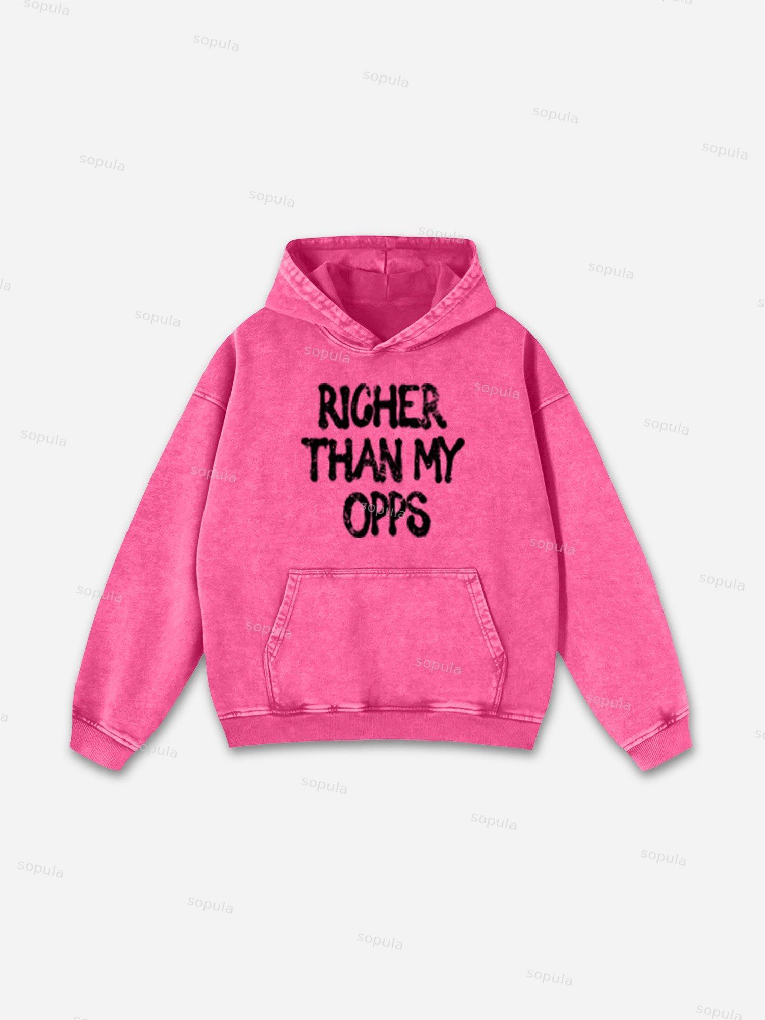 Richer Than My Opps Vintage Abstract Graphic Washed Hoodie Product Image