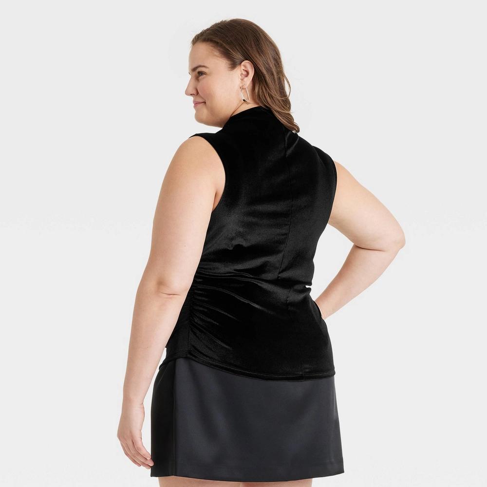 Womens Ruched Tank Top - A New Day Black XS Product Image