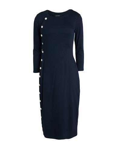 LAUREN RALPH LAUREN Button-trim Rib-knit Cotton-blend Dress In Lauren Navy Product Image
