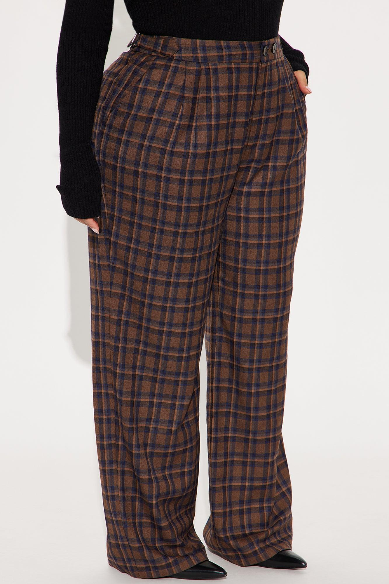 Amy Plaid Wide Leg Trouser - Brown/combo Product Image