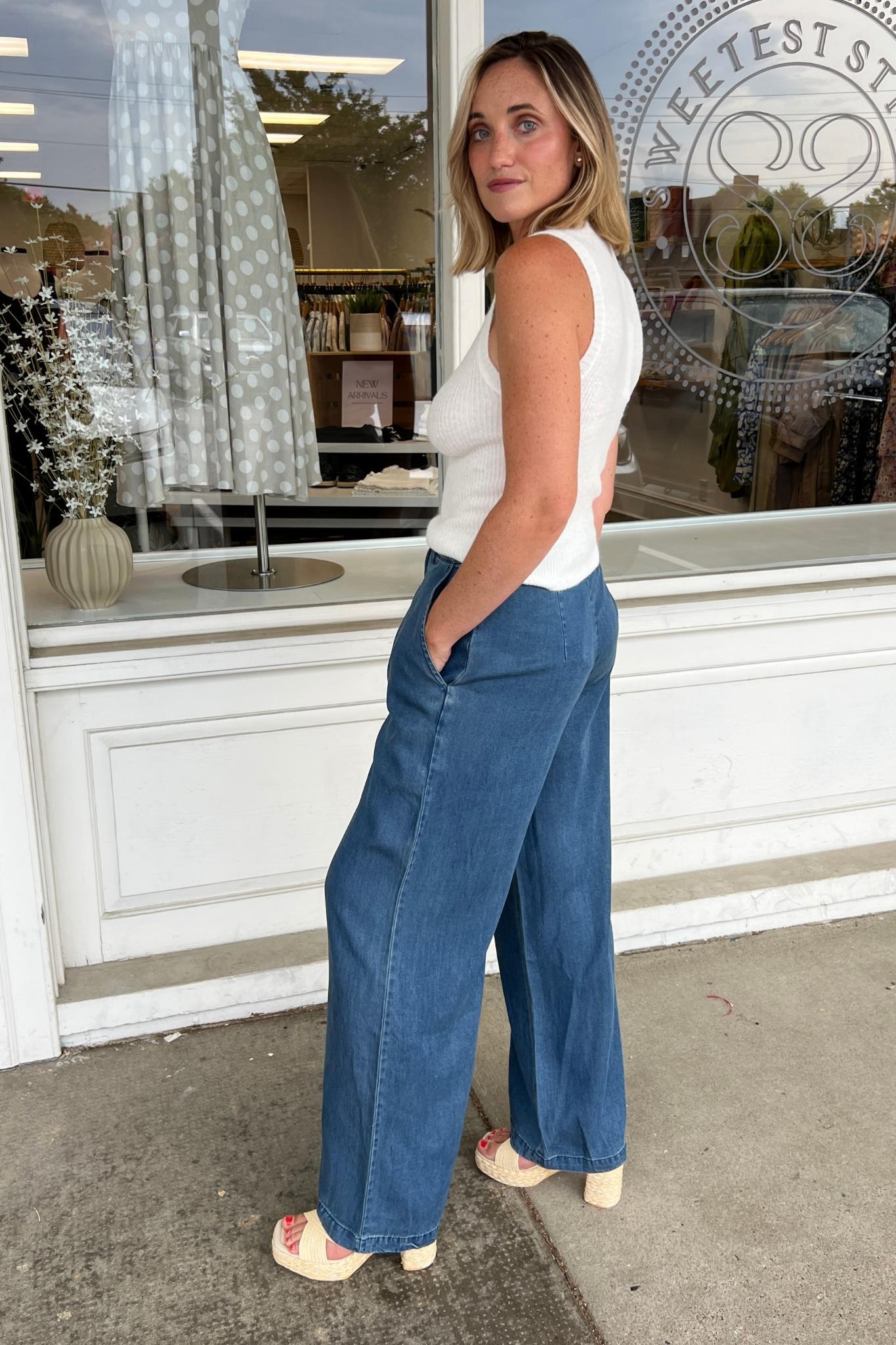 Memories Wide Leg Chambray Pants Product Image