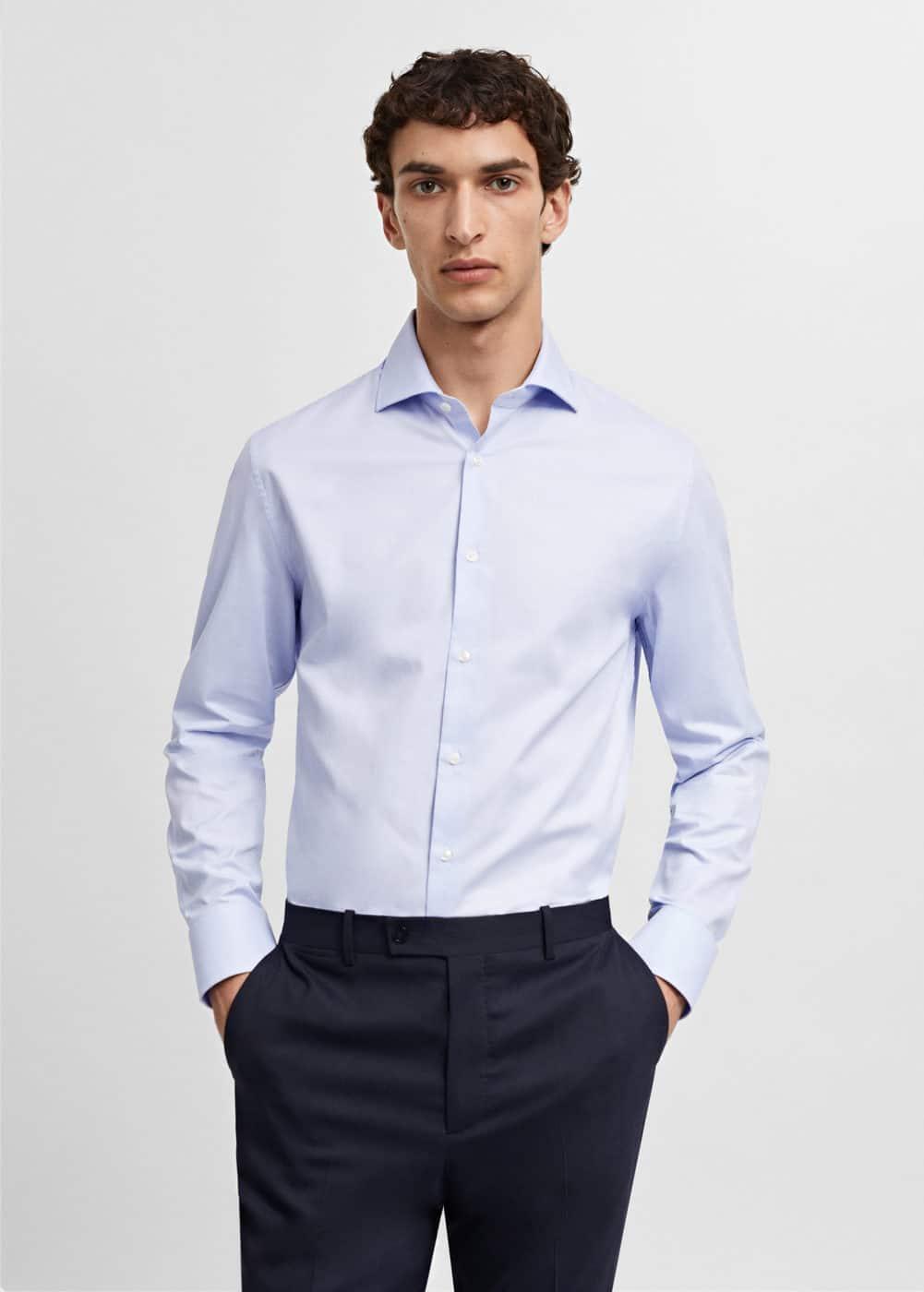 Slim fit structured suit shirt - Men | MANGO USA Product Image