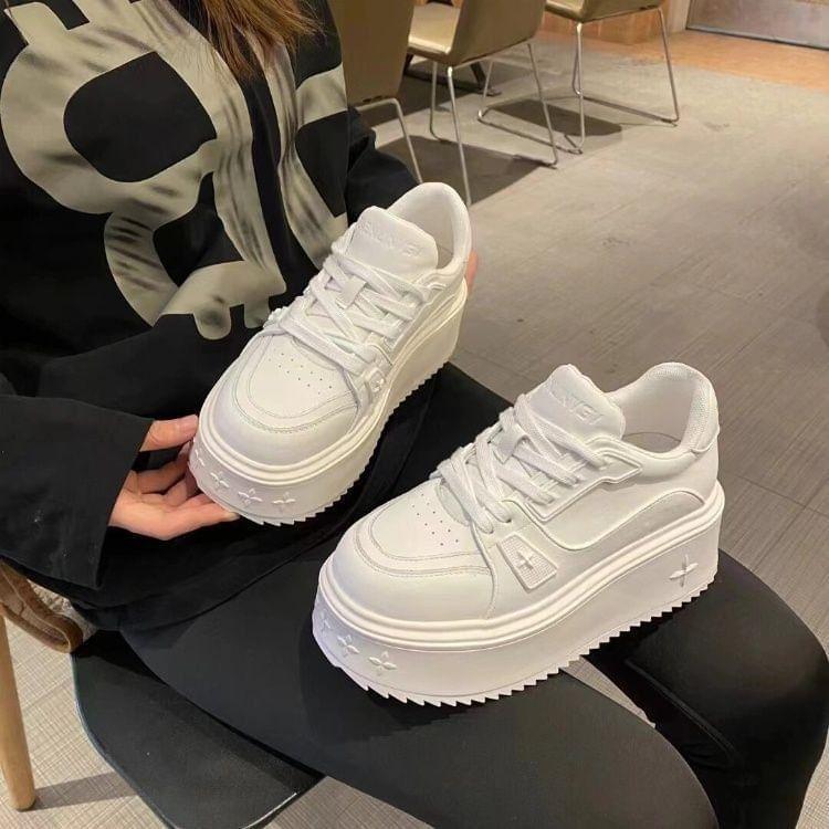 Lace-Up Platform Sneakers Product Image