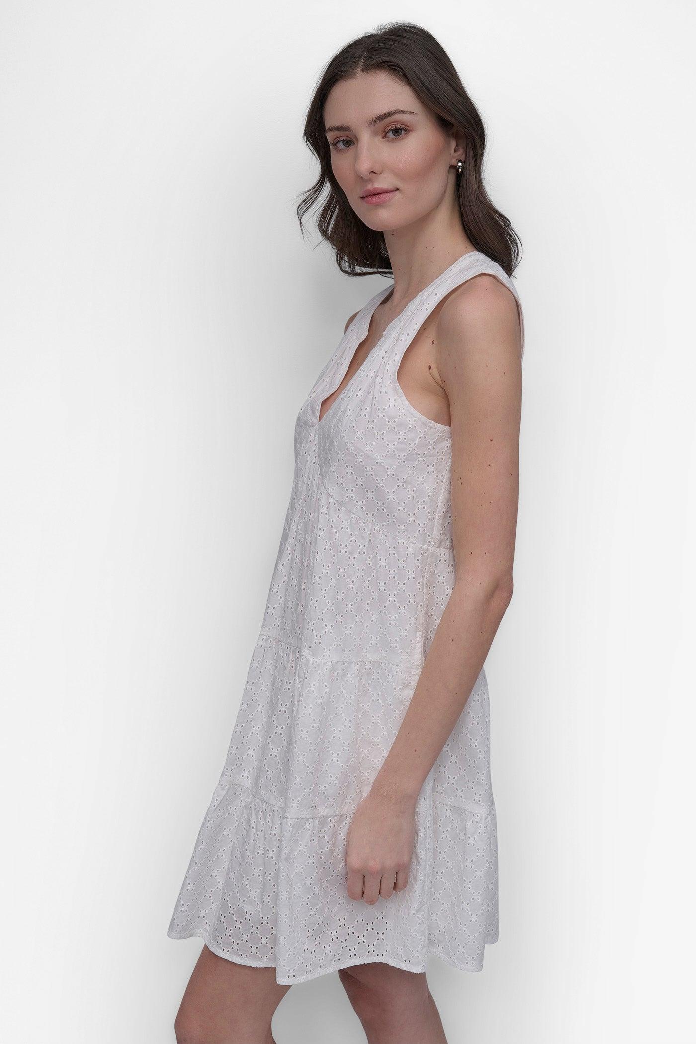 SLEEVELESS EYELET TIERED DRESS Product Image