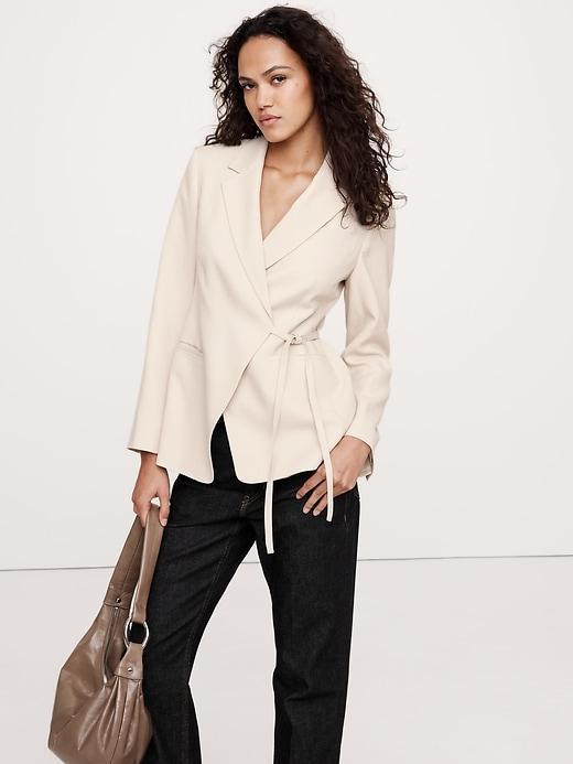 Drapey Twill Wrap Blazer Product Image