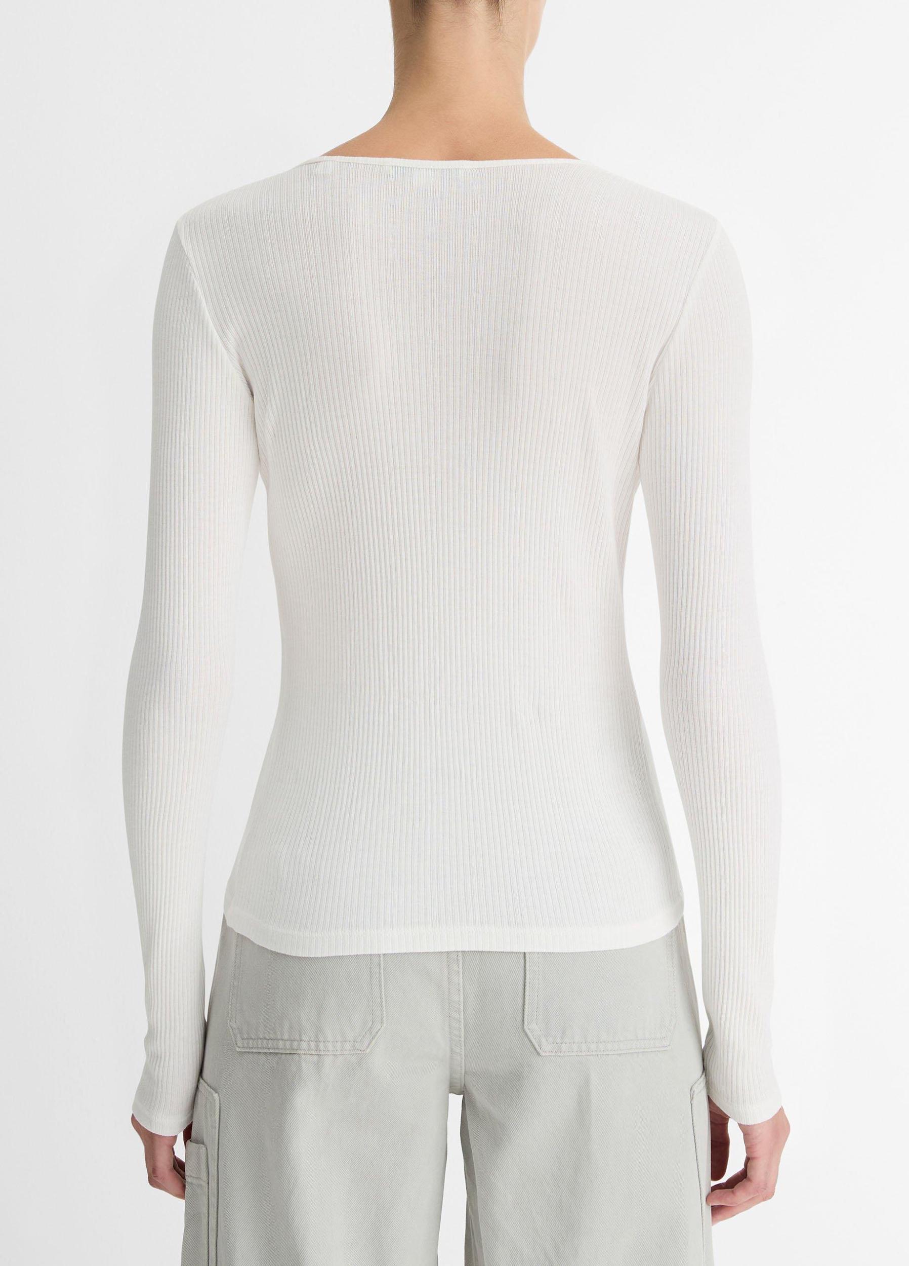 Womens Ribbed Pima Cotton Long-Sleeve T-Shirt, Light Butter, Size M Vince Product Image