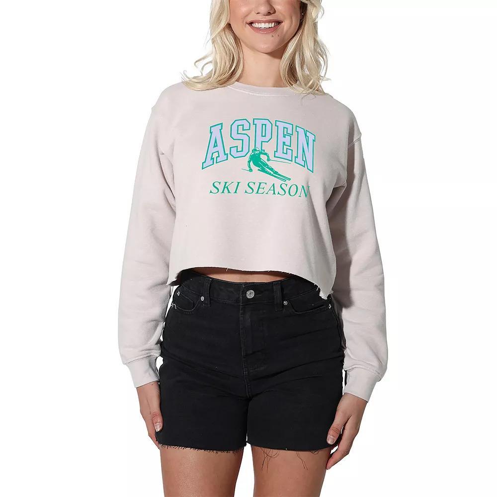 Women's Suburban Riot Aspen Ski Season Cropped Graphic Sweatshirt, Girl's, Size: XXL, Beige Product Image
