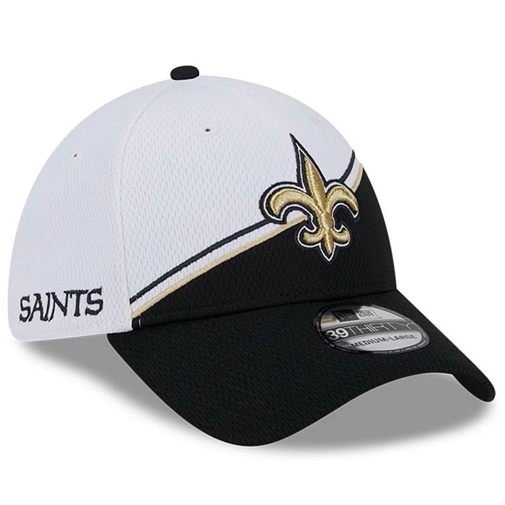 Men's New Era  White/Black New Orleans Saints 2023 Sideline 39THIRTY Flex Hat, Size: Medium/Large Product Image